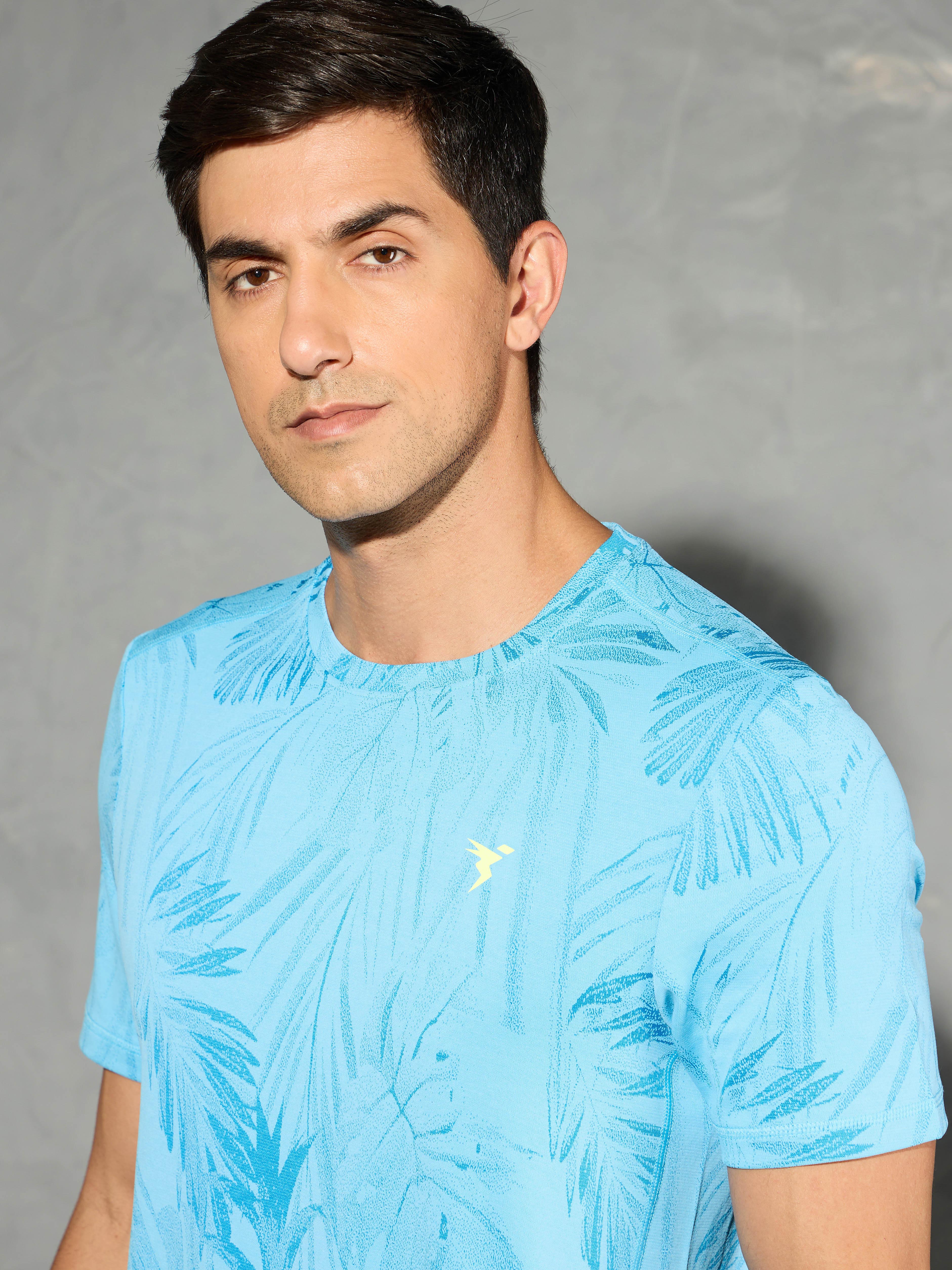 Men Jacquard Slim Fit Crew Neck T-shirt with DOUBLE COOL - Image 6