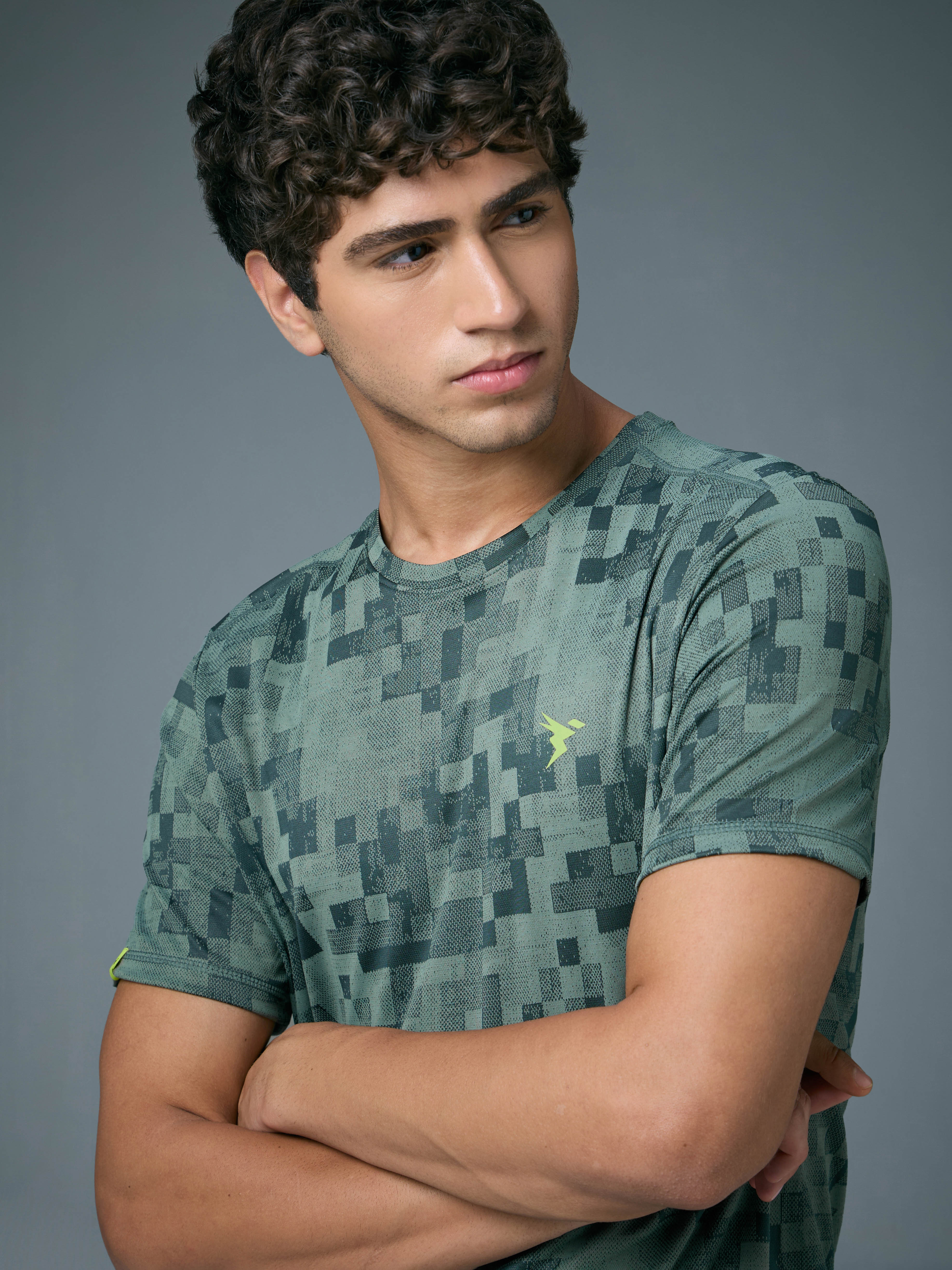 Men Jacquard Slim Fit Crew Neck T-shirt with DOUBLE COOL - Image 6