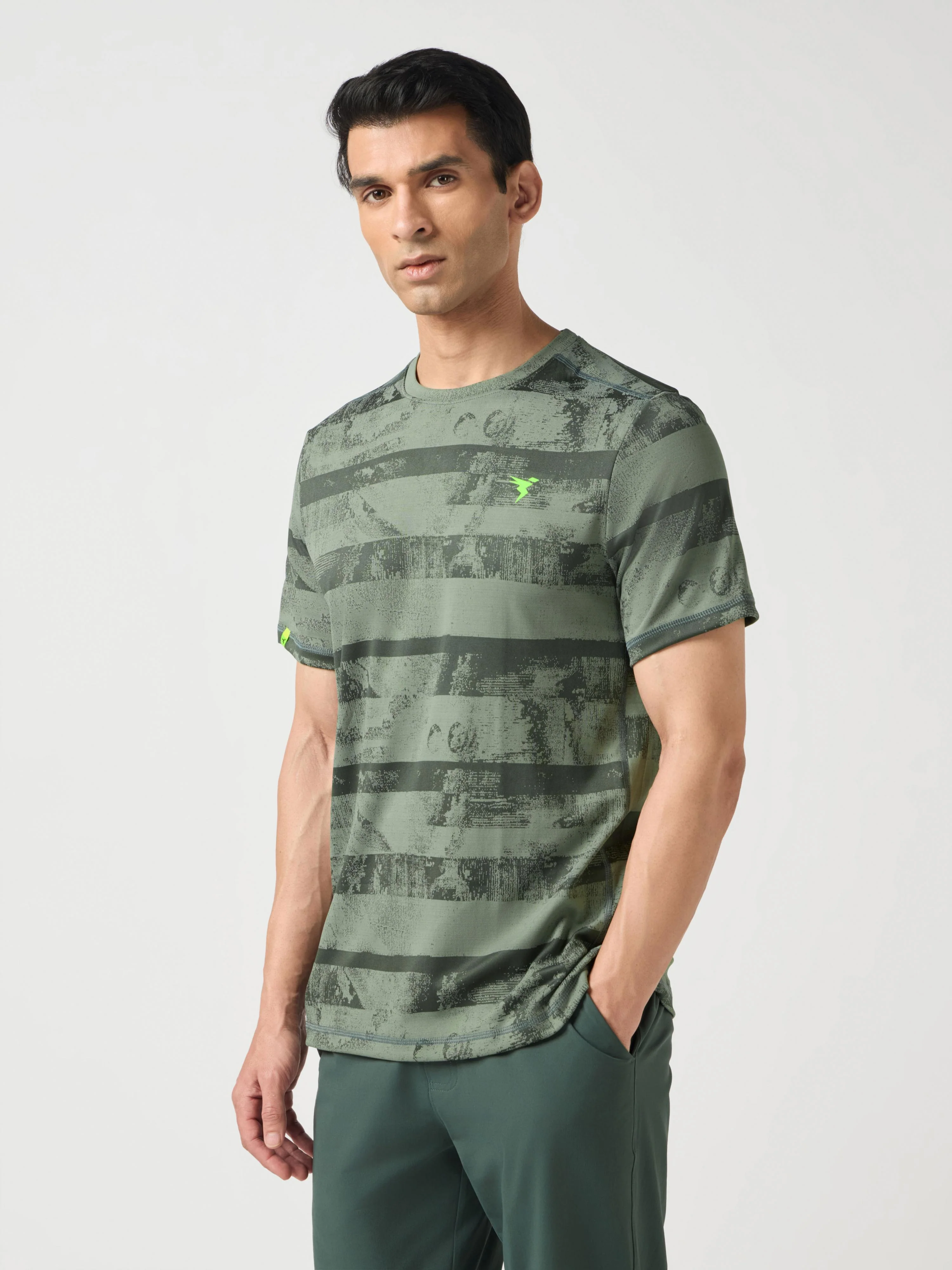 Men Jacquard Slim Fit Crew Neck T-shirt with DOUBLE COOL - Image 3