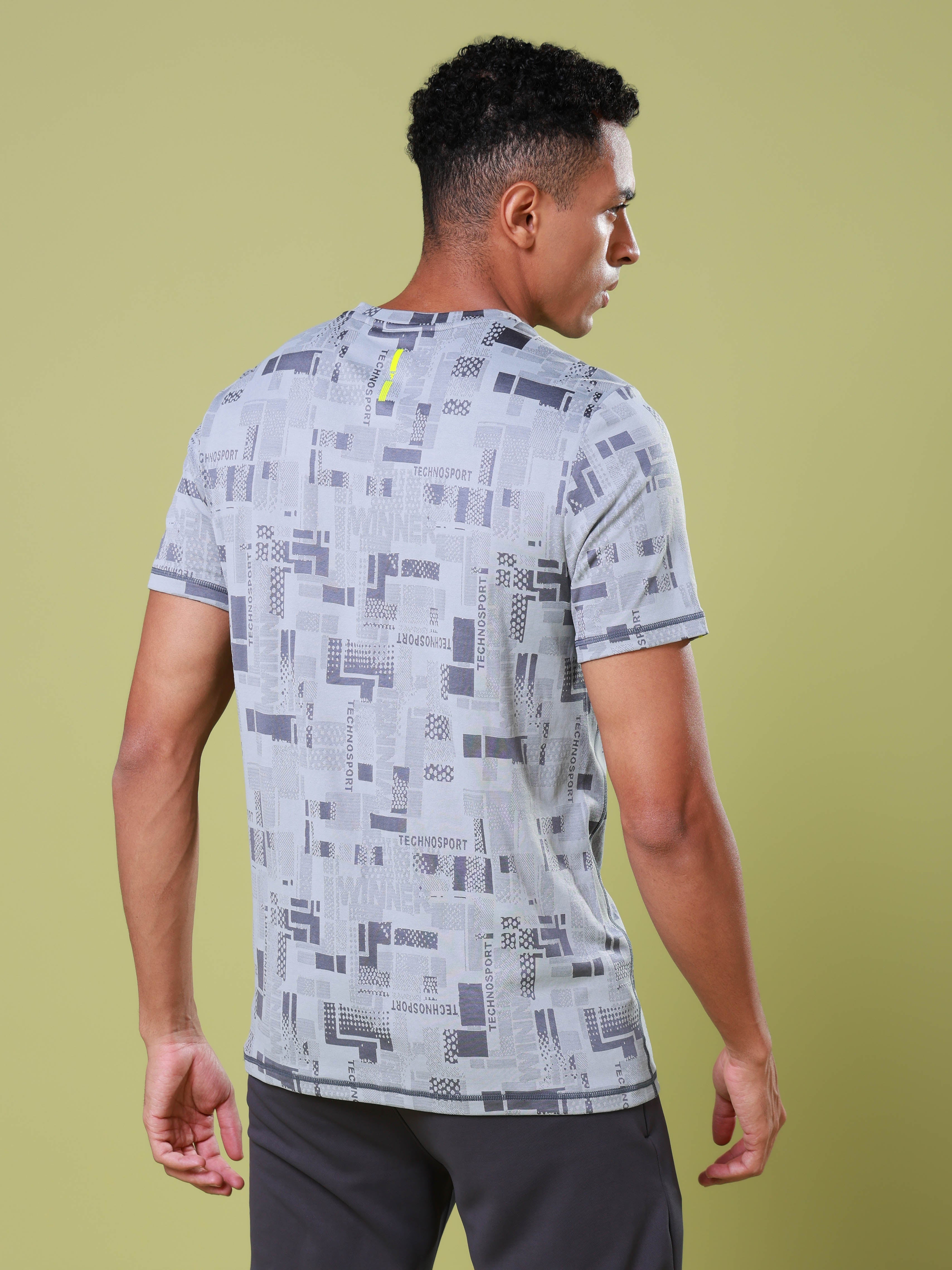 Men Jacquard Slim Fit Crew Neck T-shirt with DOUBLE COOL - Image 3