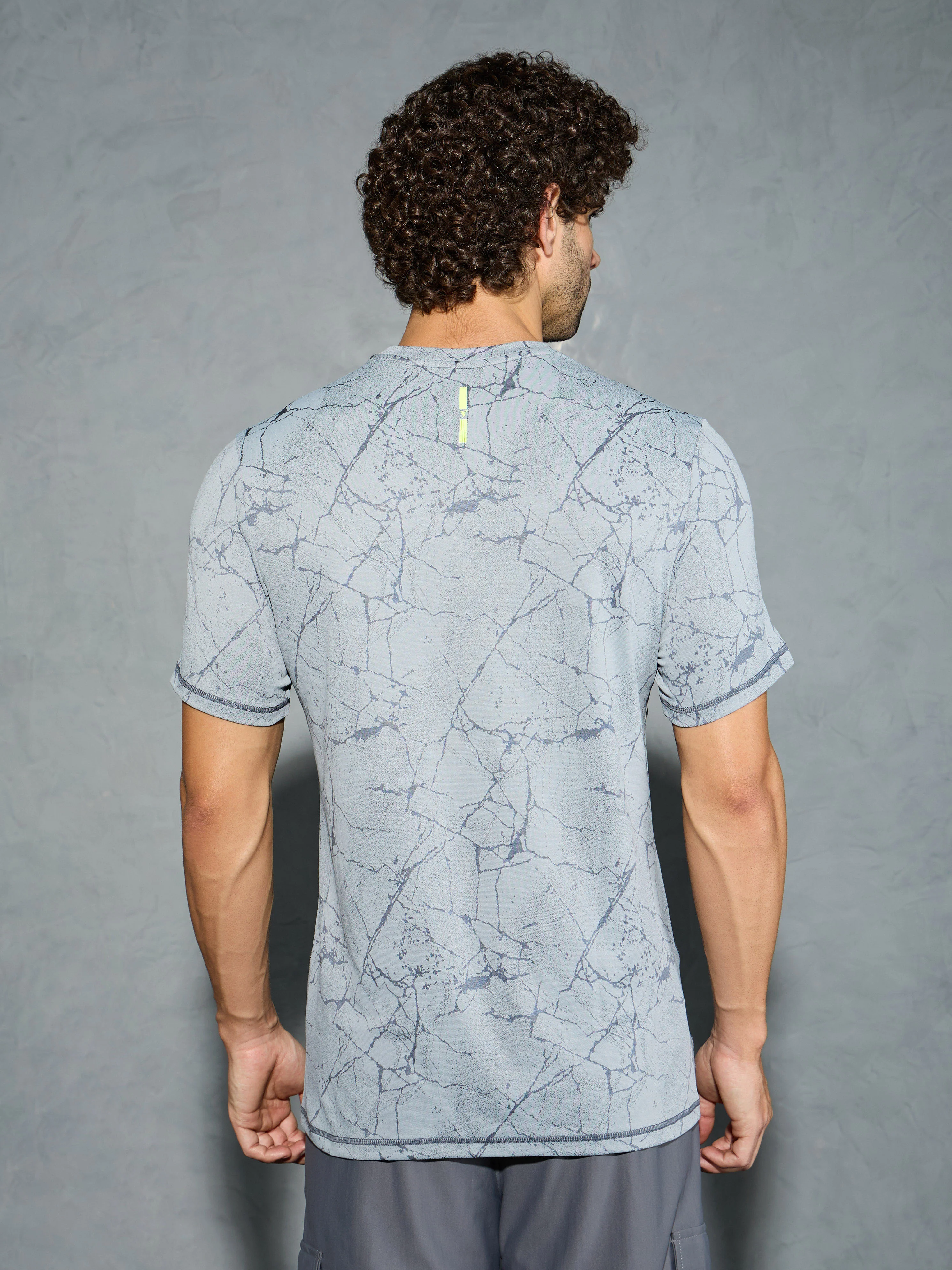 Men Jacquard Slim Fit Crew Neck T-shirt with DOUBLE COOL - Image 3
