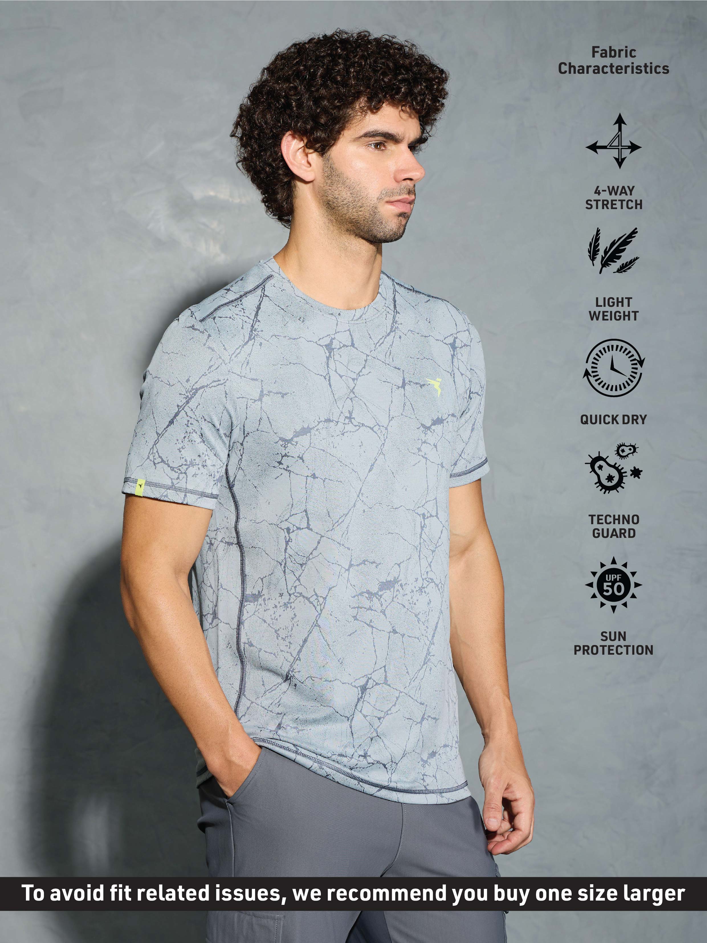 Men Jacquard Slim Fit Crew Neck T-shirt with DOUBLE COOL - Image 5
