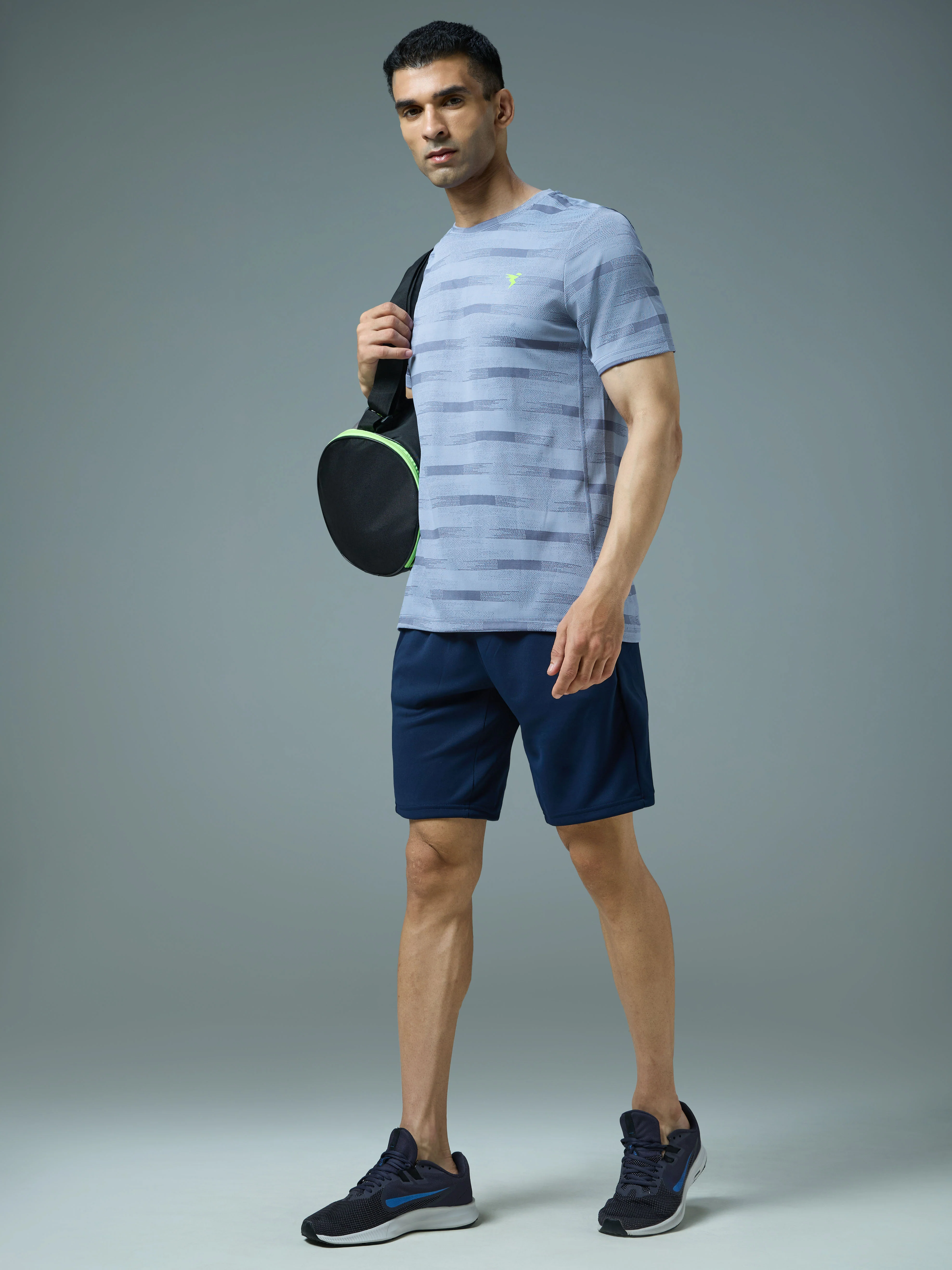 Men Jacquard Slim Fit Crew Neck T-shirt with DOUBLE COOL - Image 5