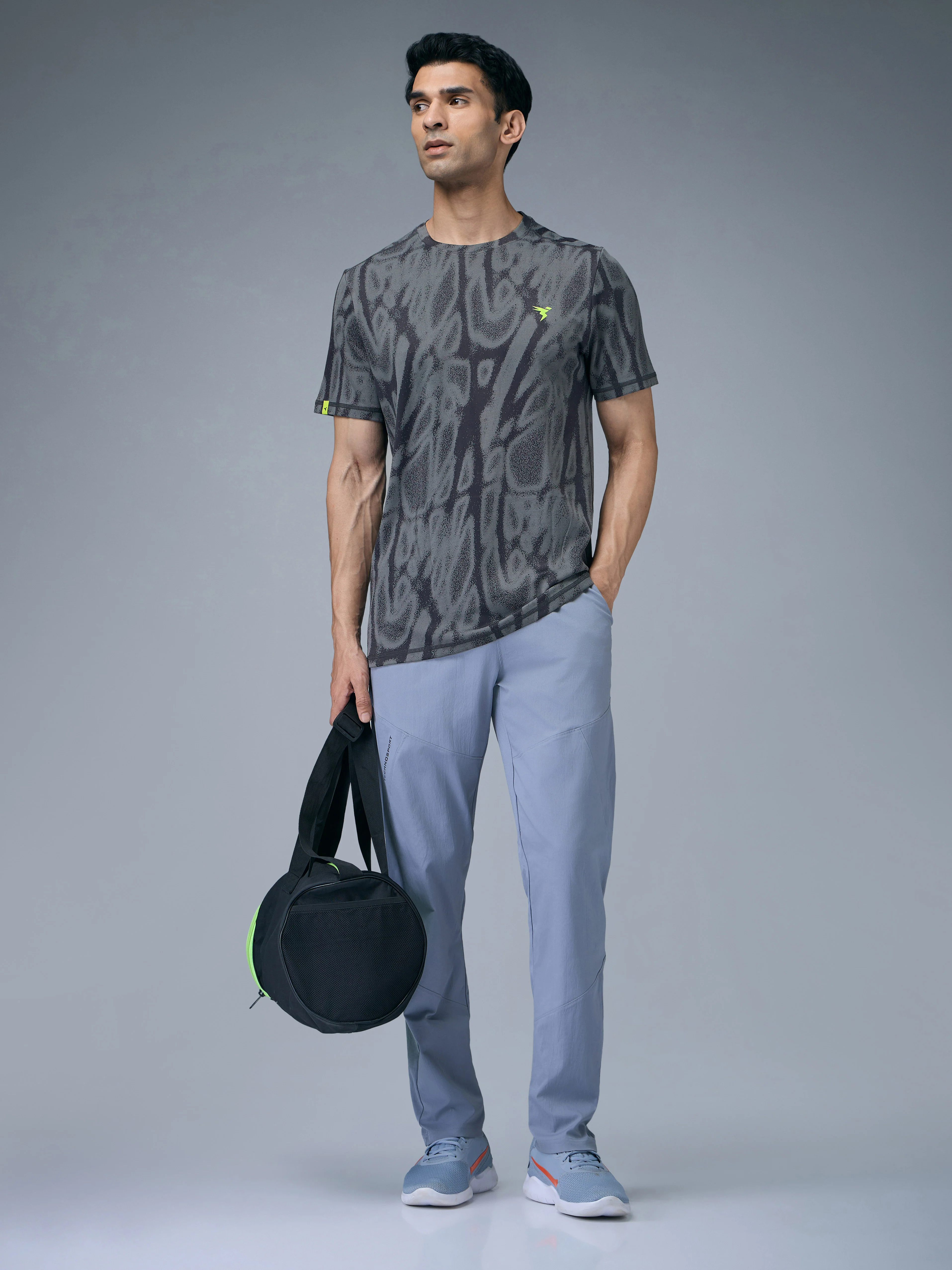 Men Jacquard Slim Fit Crew Neck T-shirt with DOUBLE COOL - Image 5