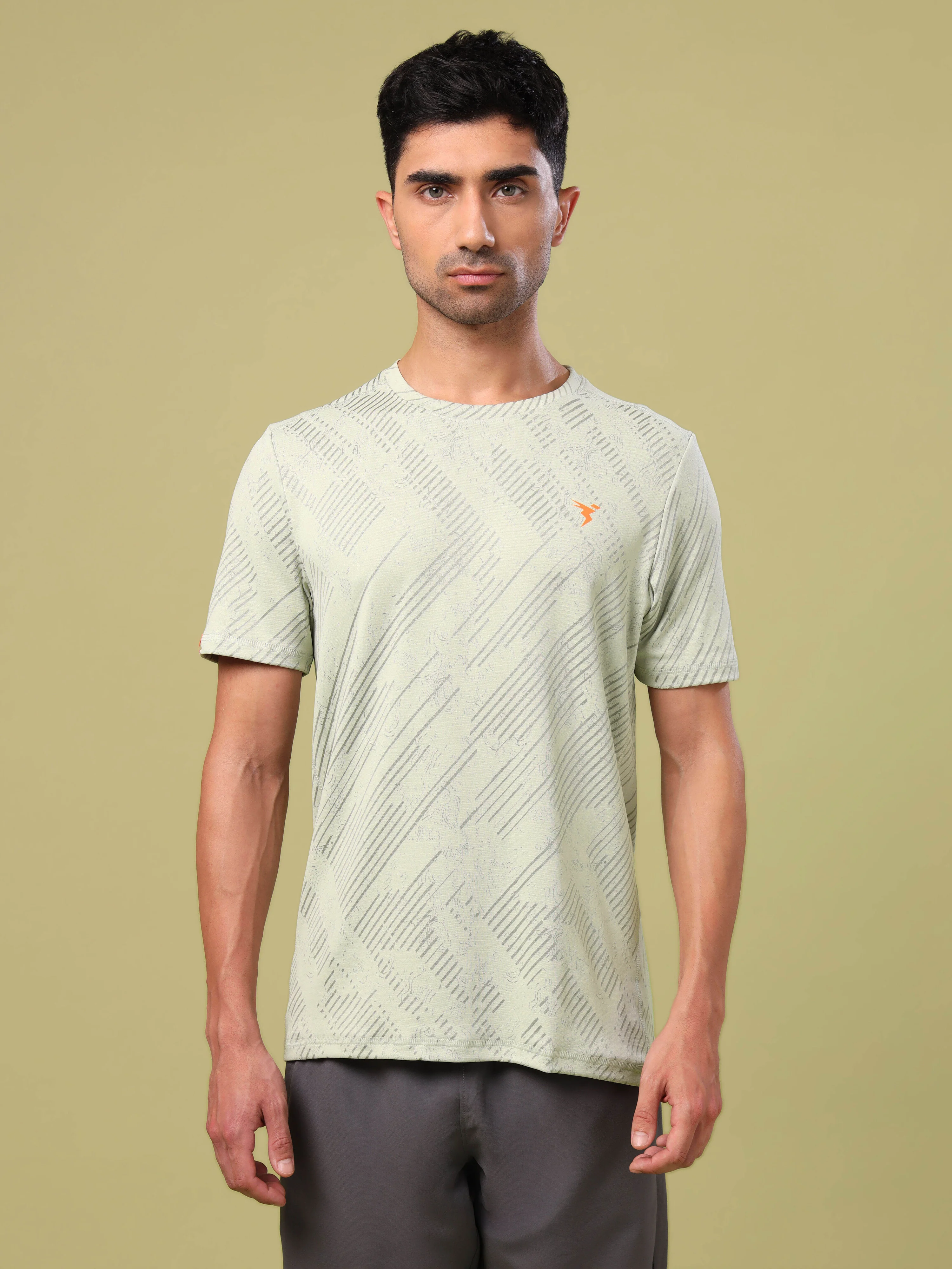 Men Jacquard Slim Fit Crew Neck T-shirt with DOUBLE COOL - Image 2