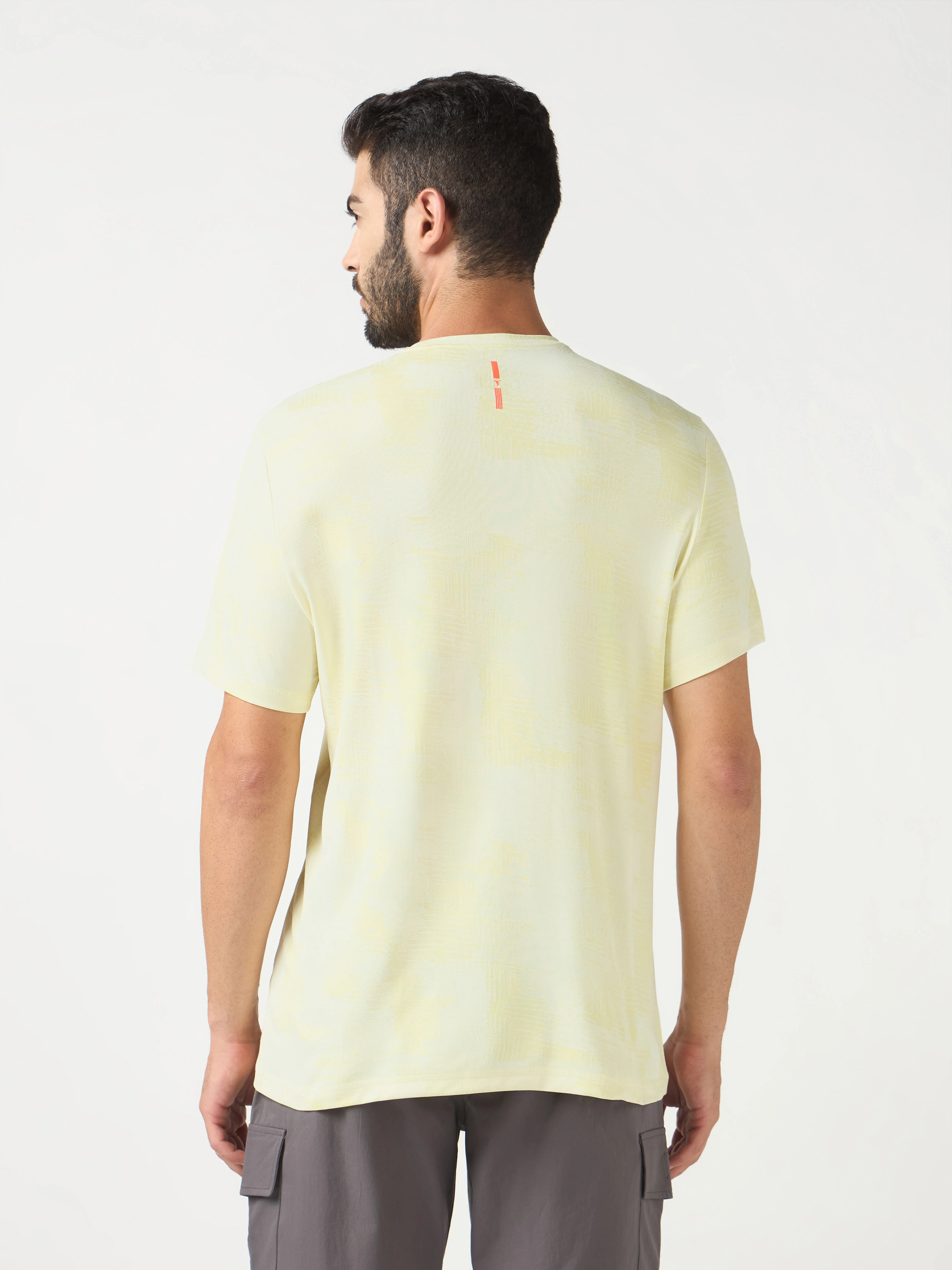 Men Jacquard Slim Fit Crew Neck T-shirt with DOUBLE COOL - Image 3