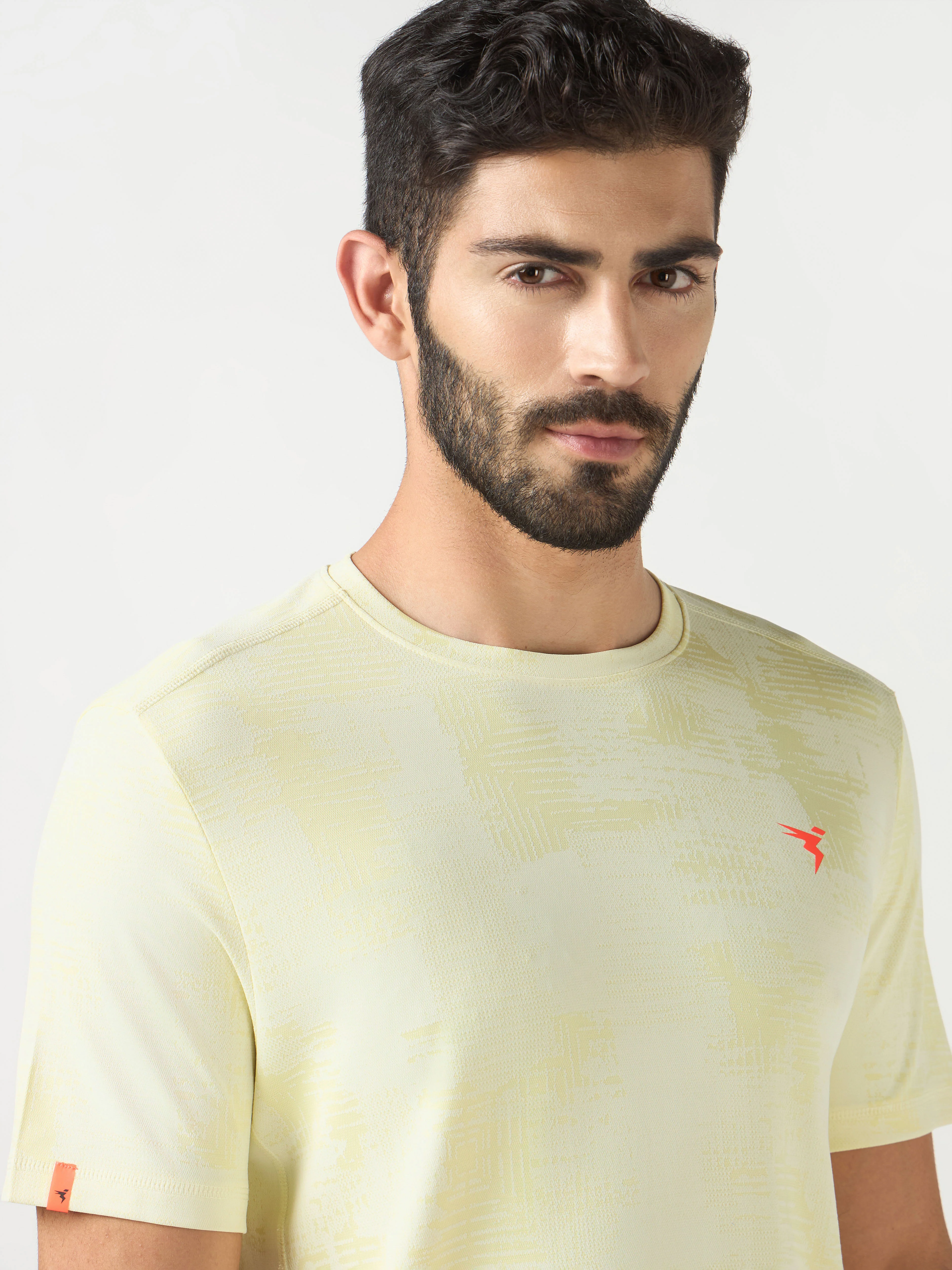 Men Jacquard Slim Fit Crew Neck T-shirt with DOUBLE COOL - Image 5