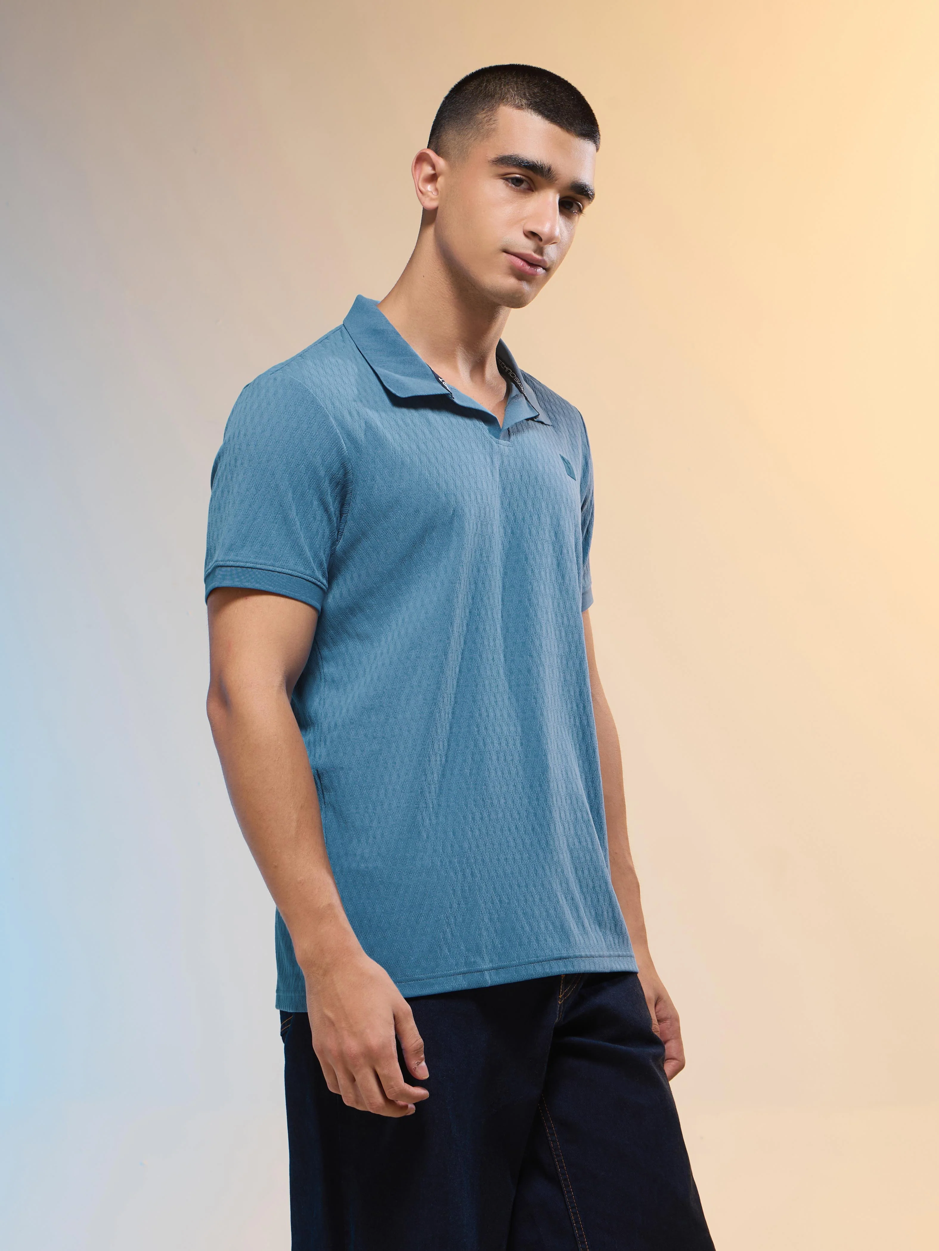 Men Jacquard Slim Fit Polo Sports T-shirt with COTFLEX - Image 4