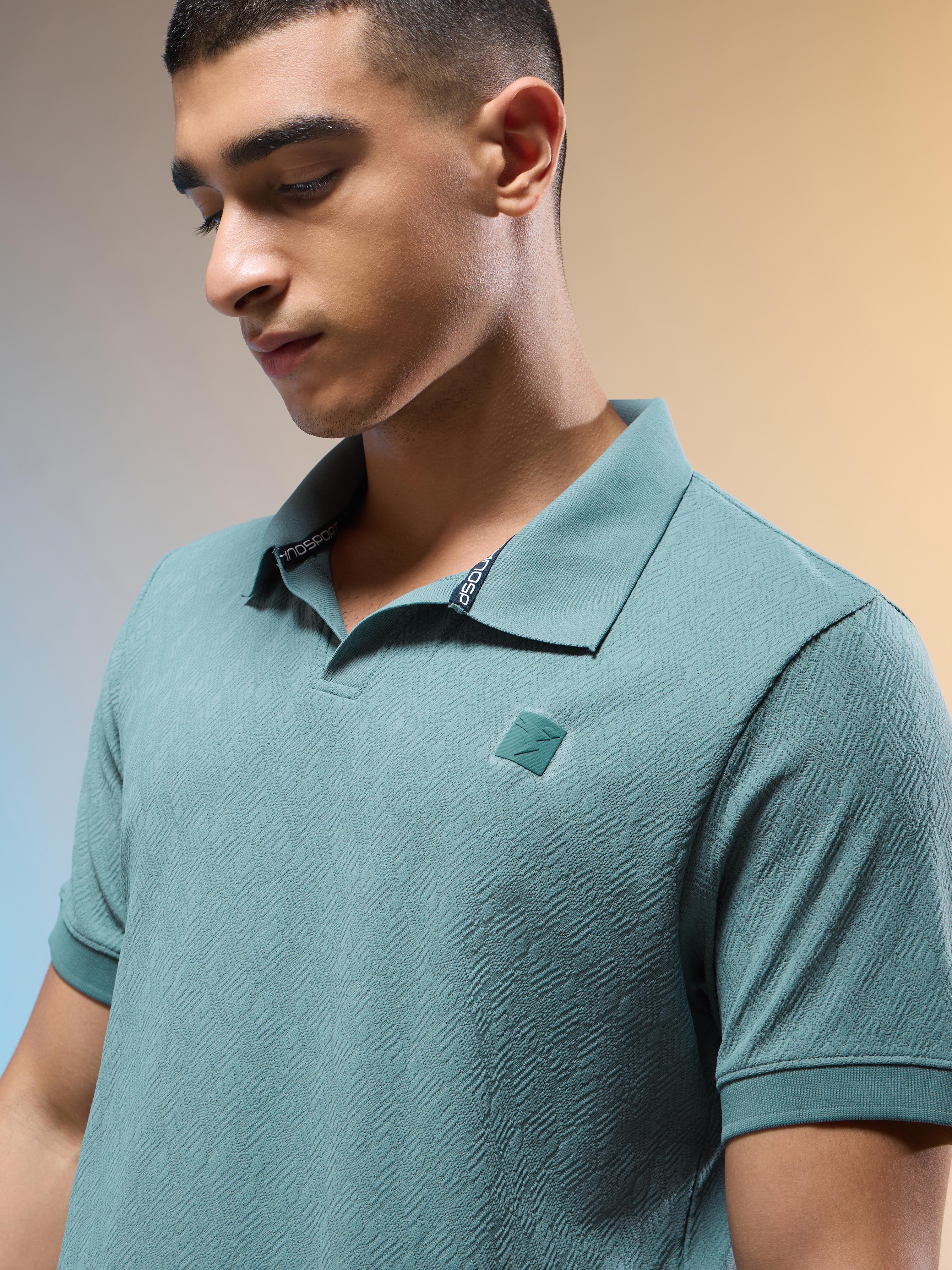Men Jacquard Slim Fit Polo Sports T-shirt with COTFLEX - Image 6