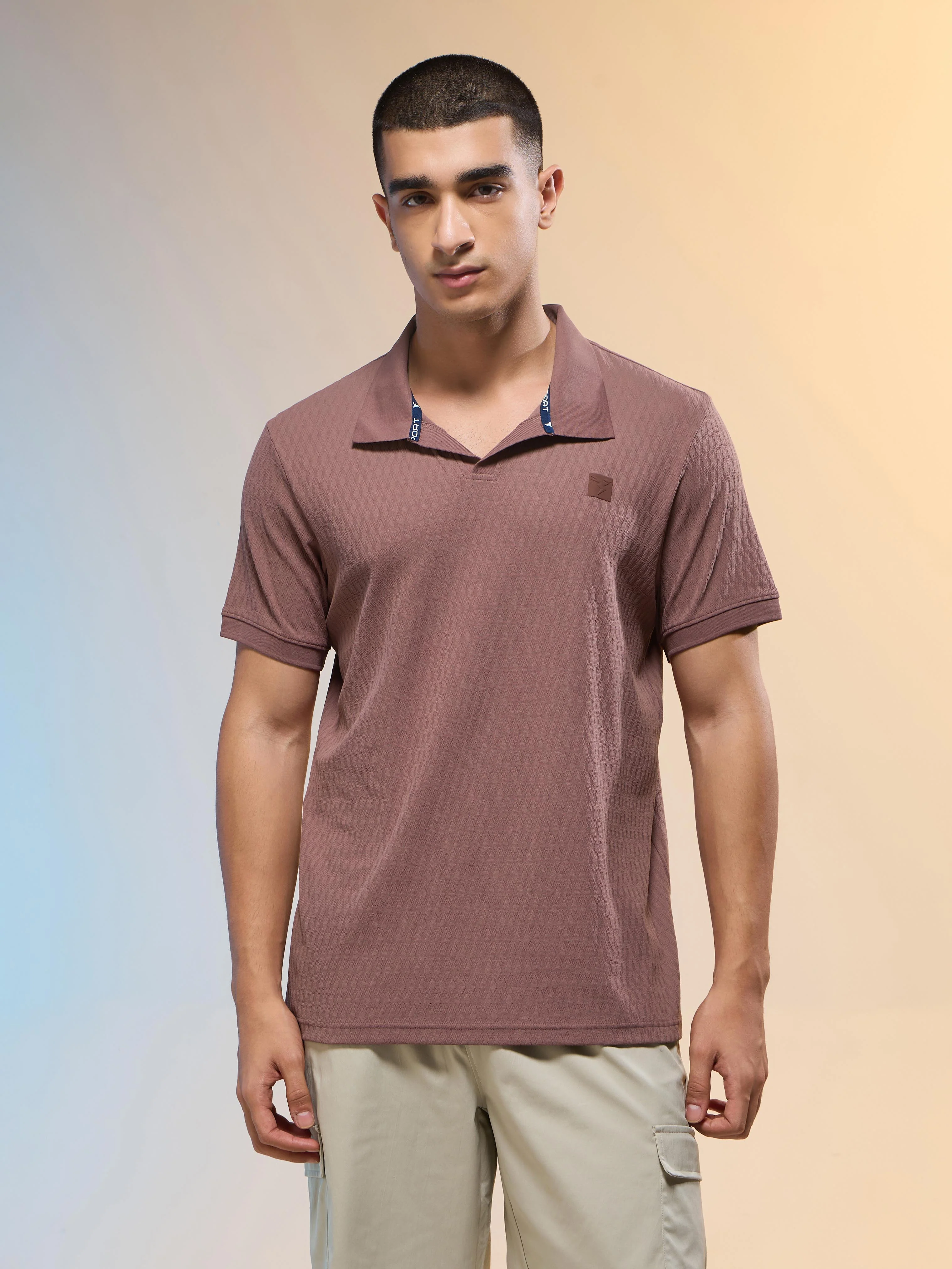 Men Jacquard Slim Fit Polo Sports T-shirt with COTFLEX - Image 2