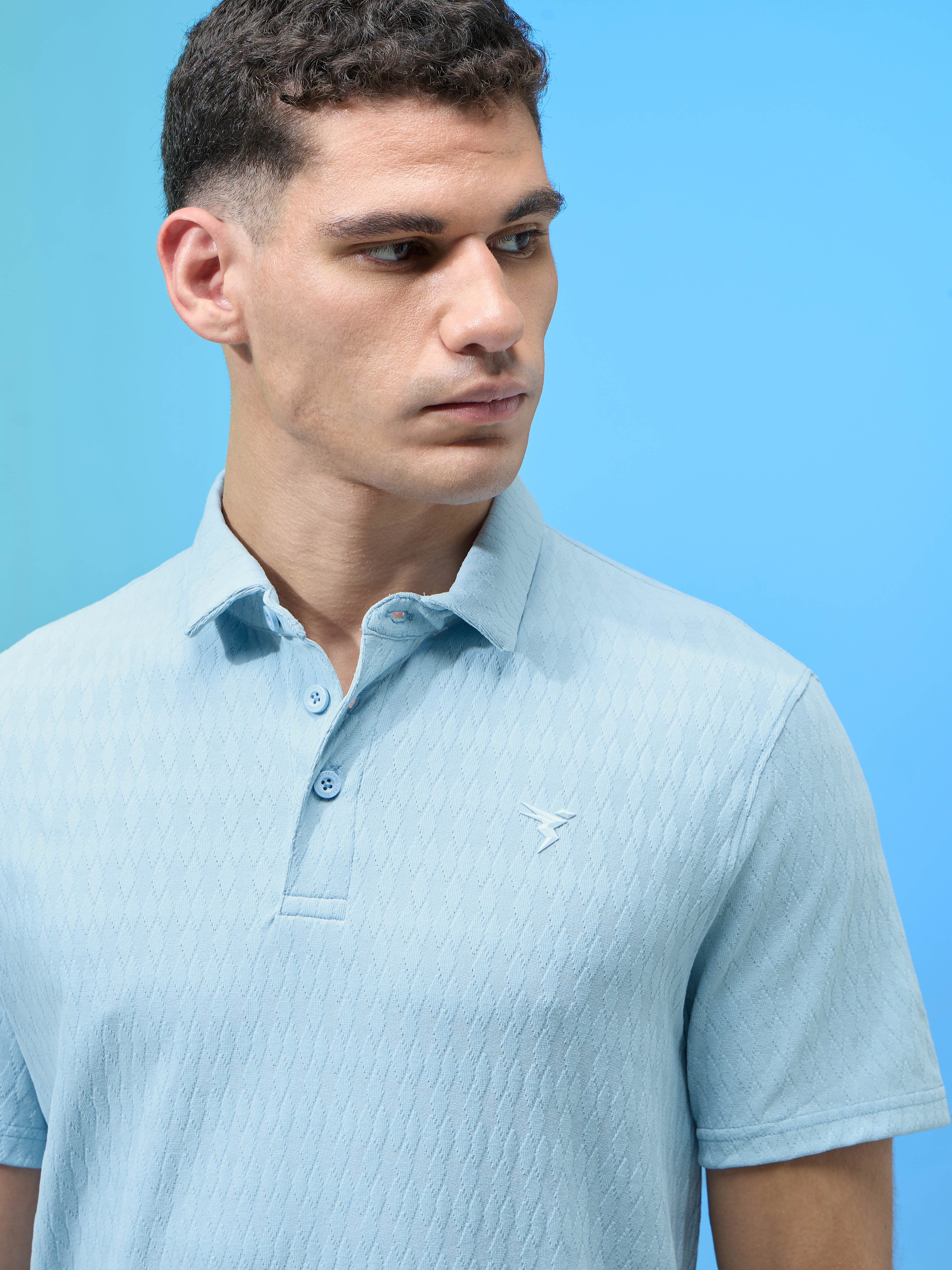 Men Jacquard Slim Fit Polo Sports T-shirt with COTFLEX - Image 6
