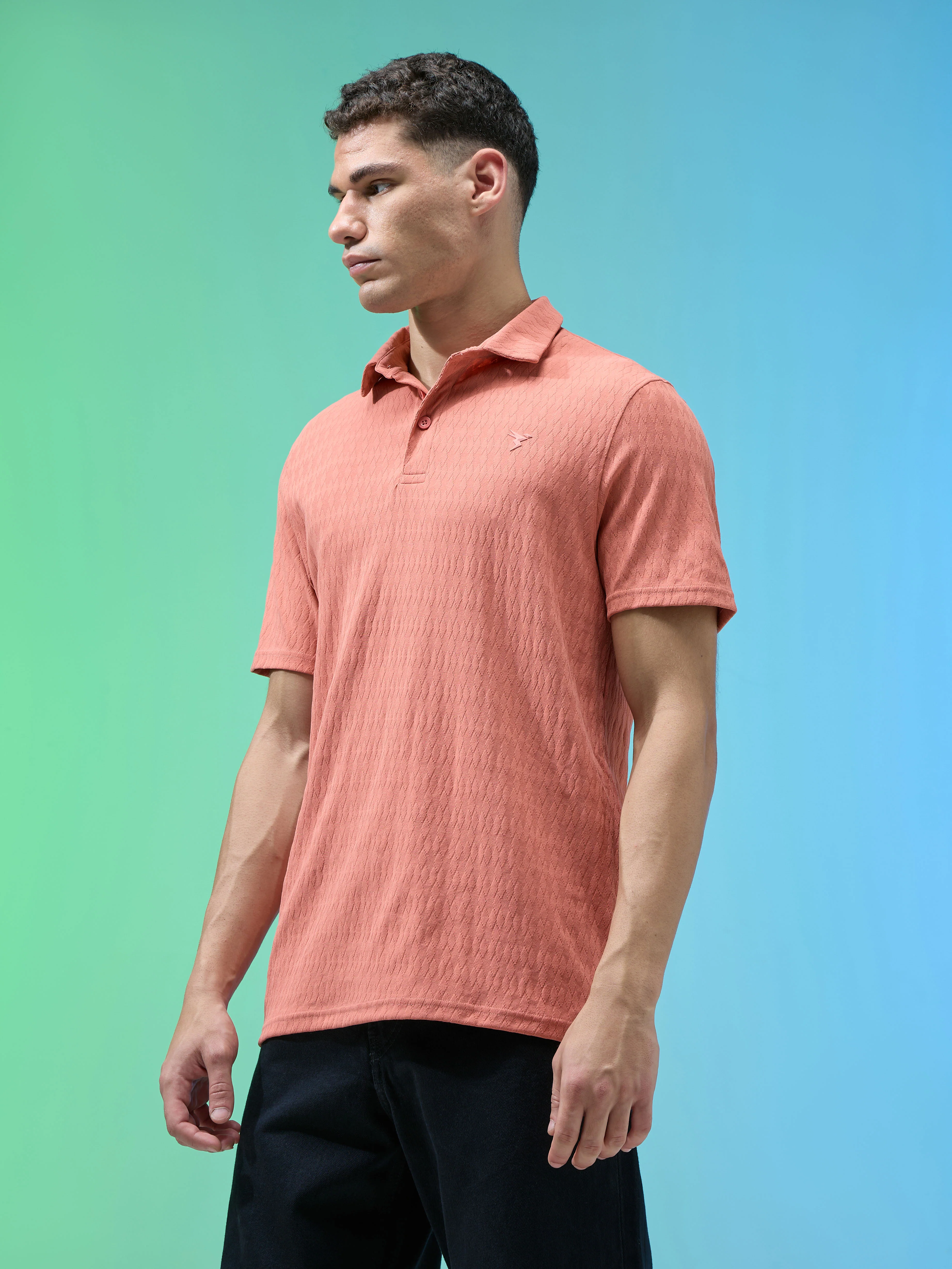 Men Jacquard Slim Fit Polo Sports T-shirt with COTFLEX - Image 4
