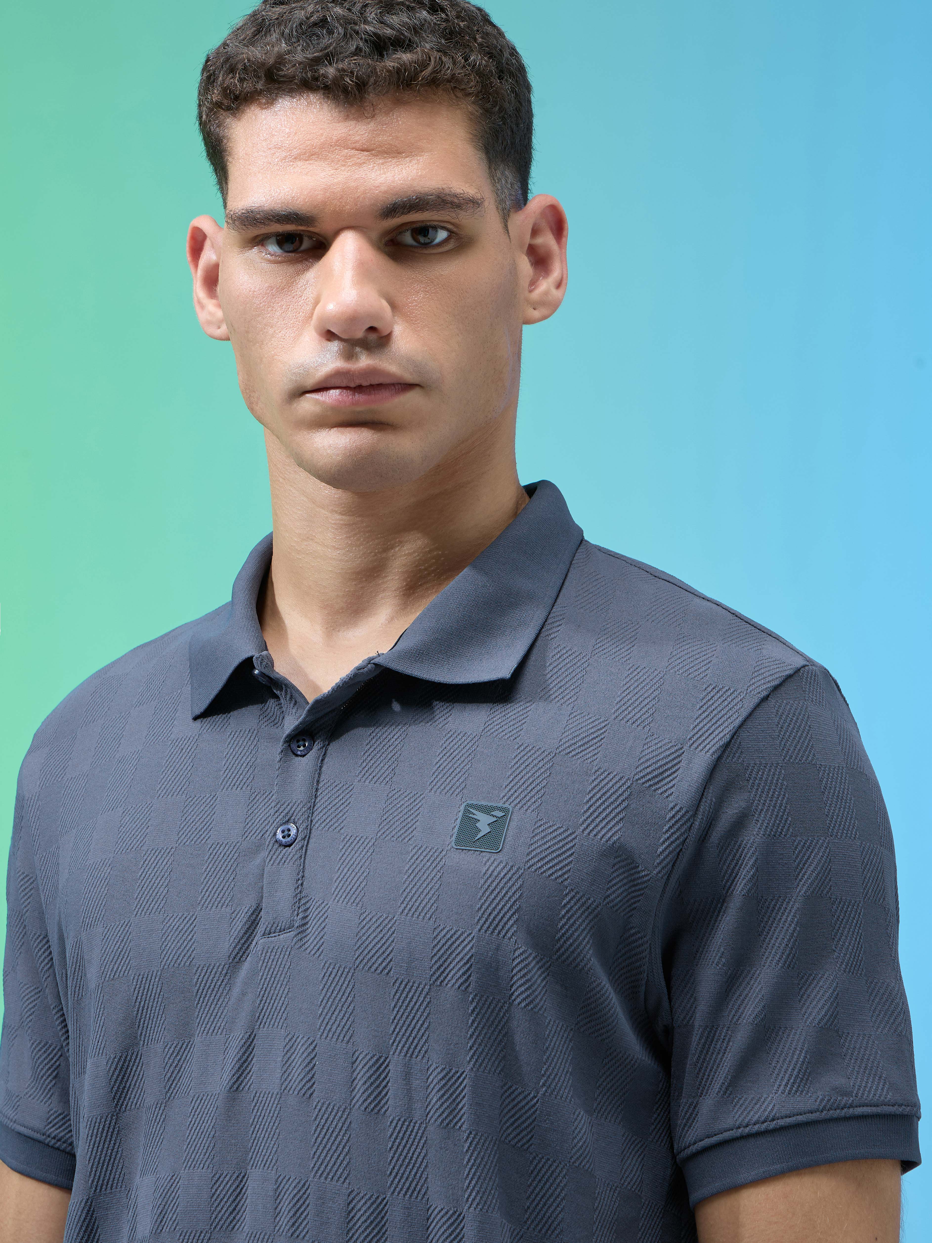 Men Jacquard Slim Fit Polo Sports T-shirt with COTFLEX - Image 6