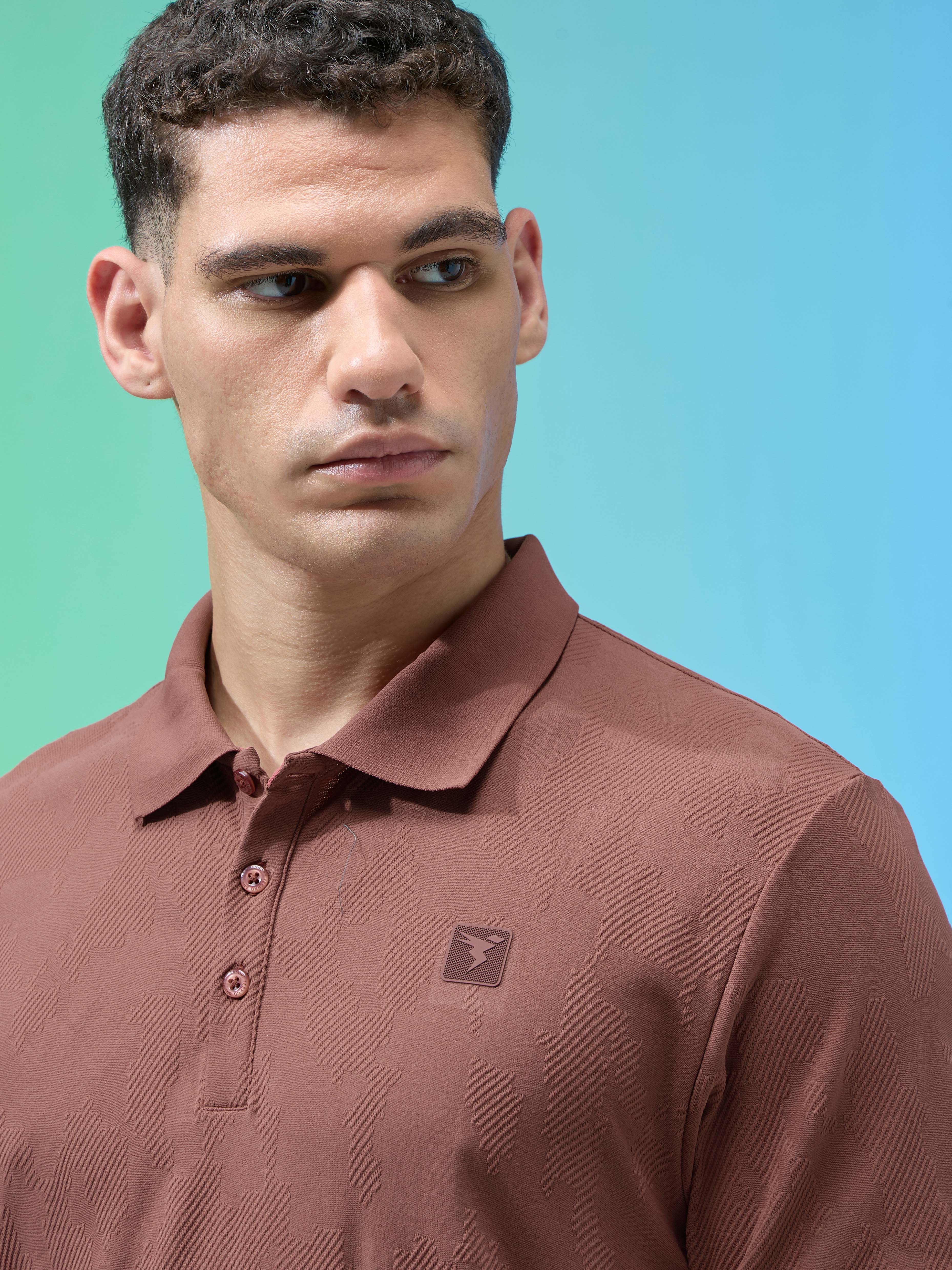 Men Jacquard Slim Fit Polo Sports T-shirt with COTFLEX - Image 6