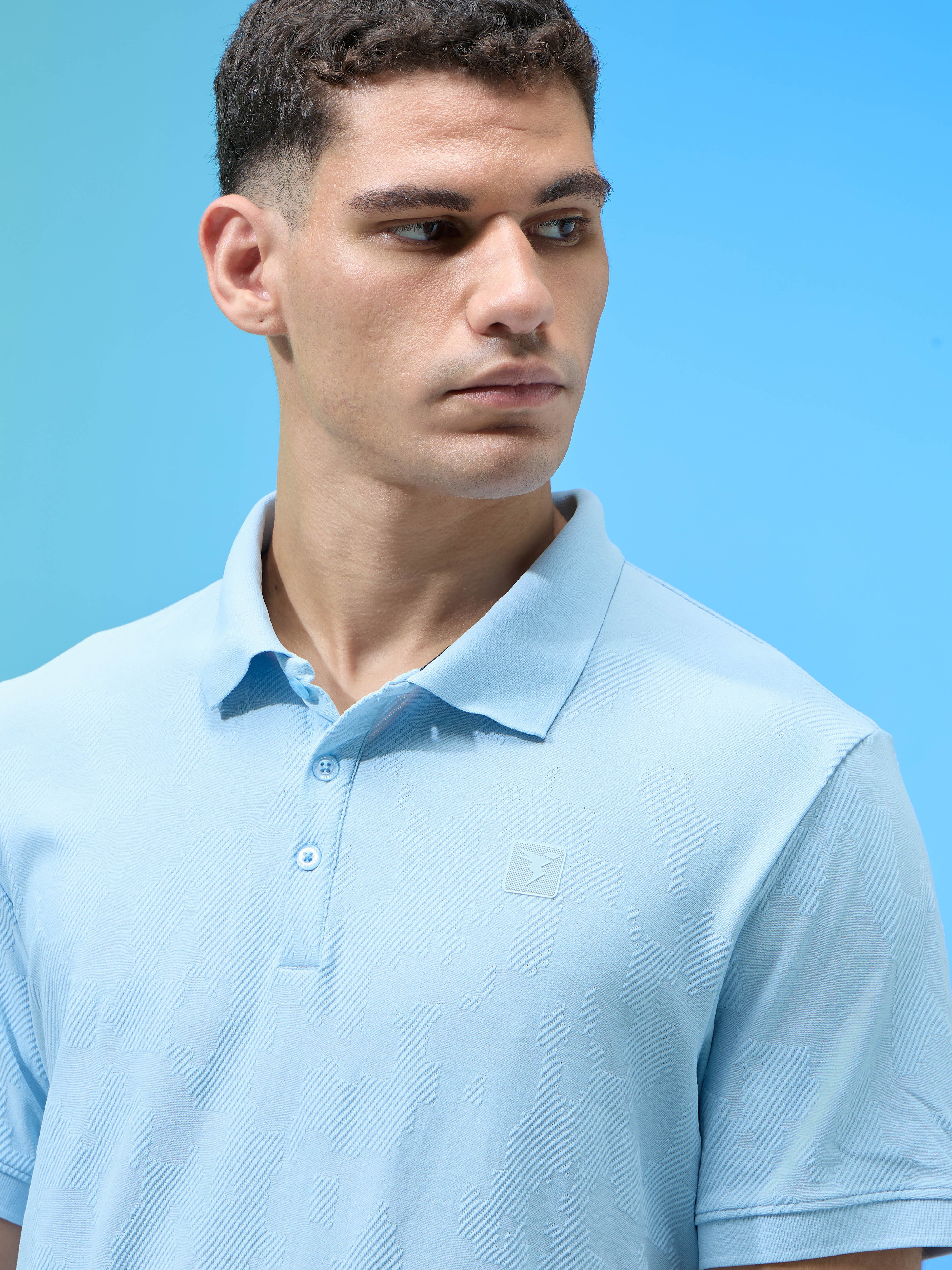 Men Jacquard Slim Fit Polo Sports T-shirt with COTFLEX - Image 6