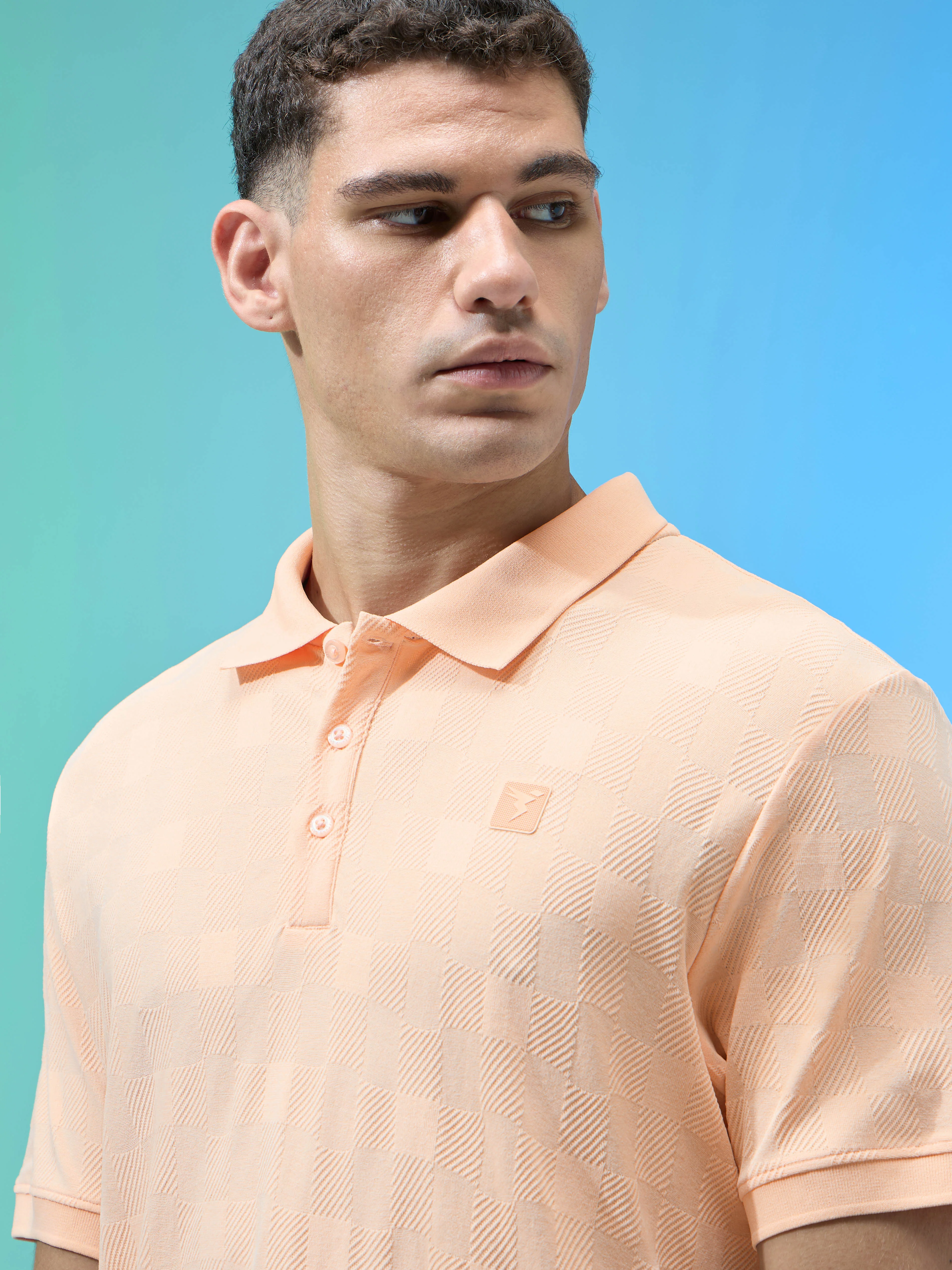 Men Jacquard Slim Fit Polo Sports T-shirt with COTFLEX - Image 6