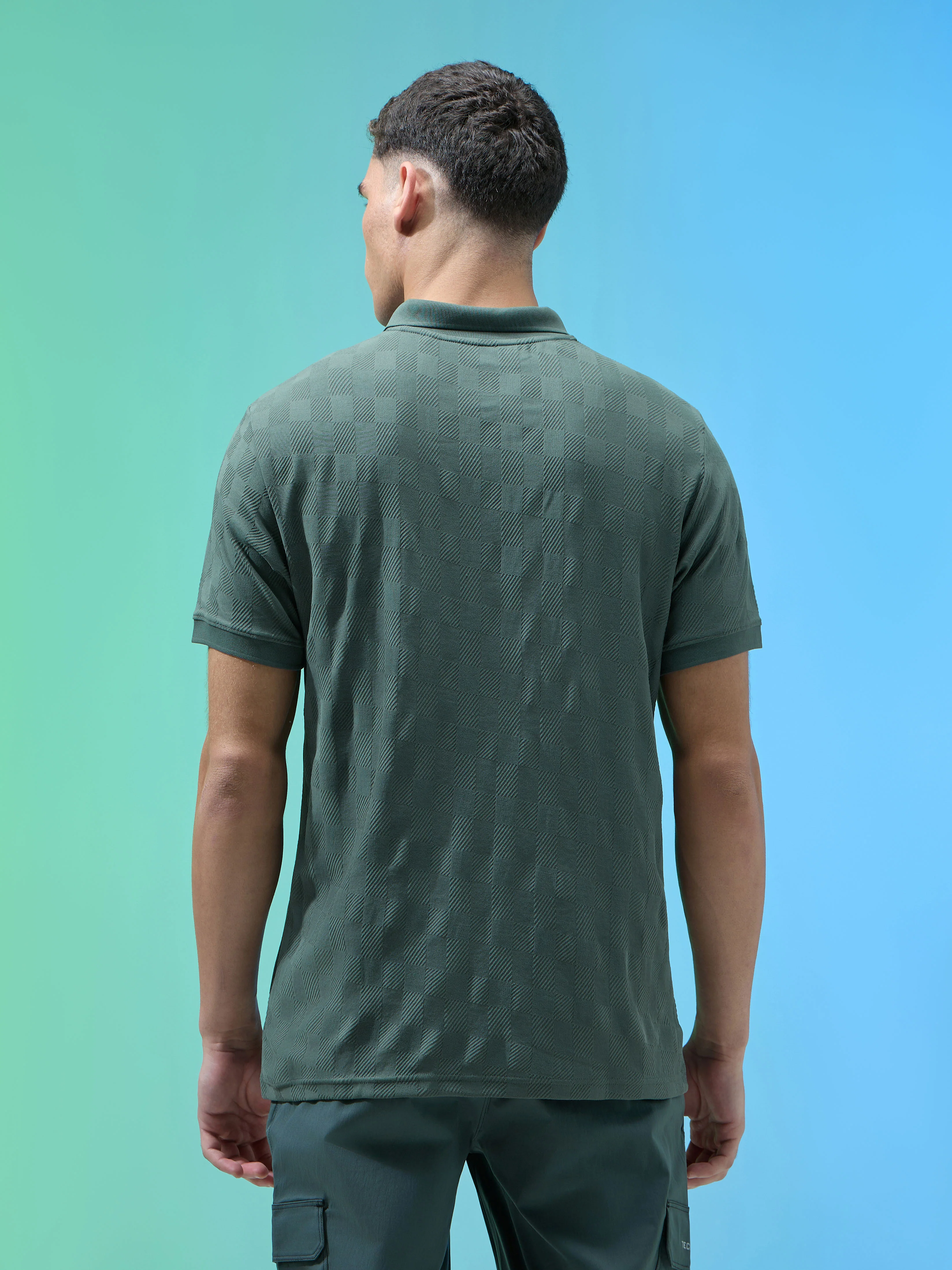 Men Jacquard Slim Fit Polo Sports T-shirt with COTFLEX - Image 4