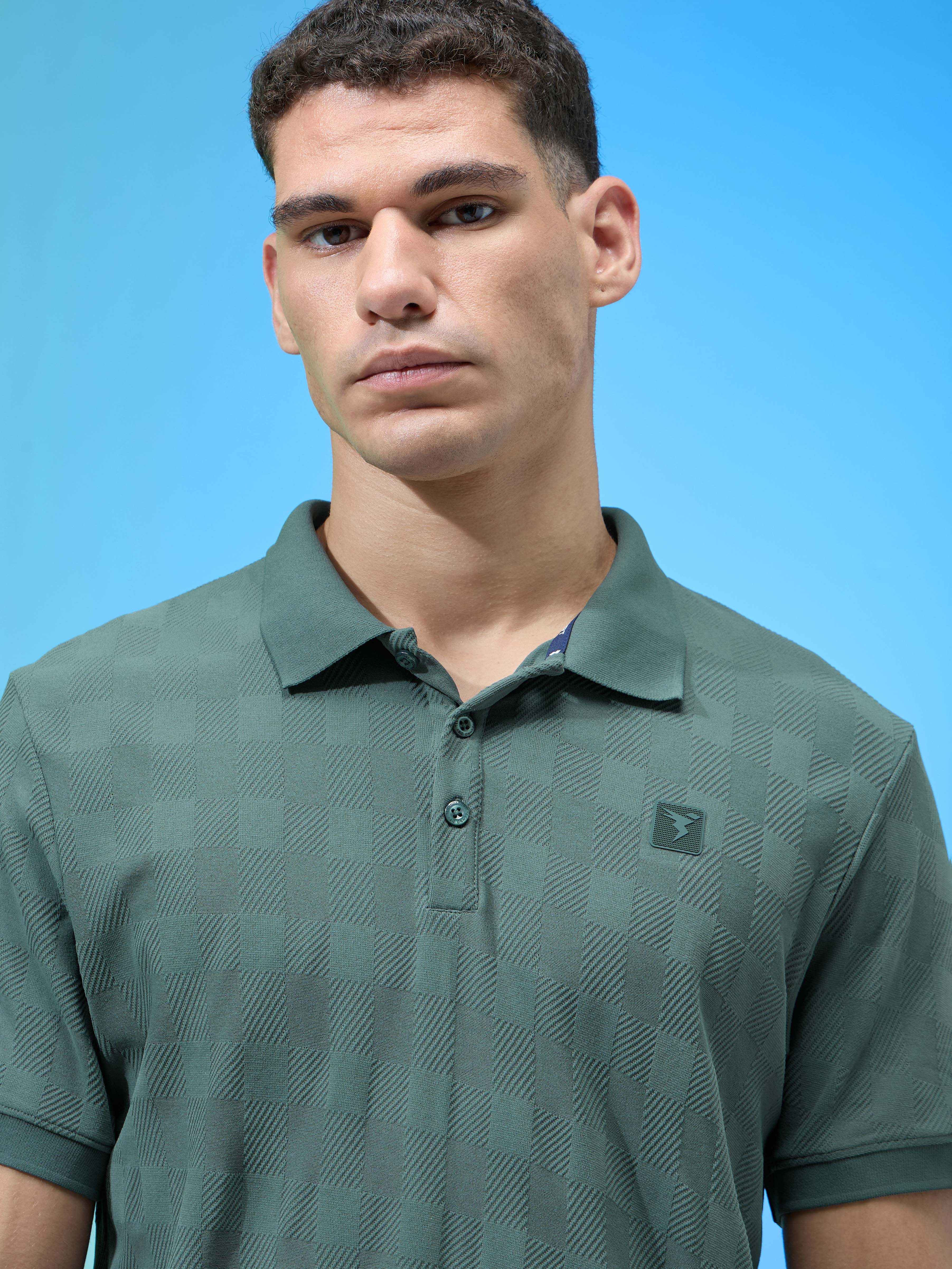 Men Jacquard Slim Fit Polo Sports T-shirt with COTFLEX - Image 6