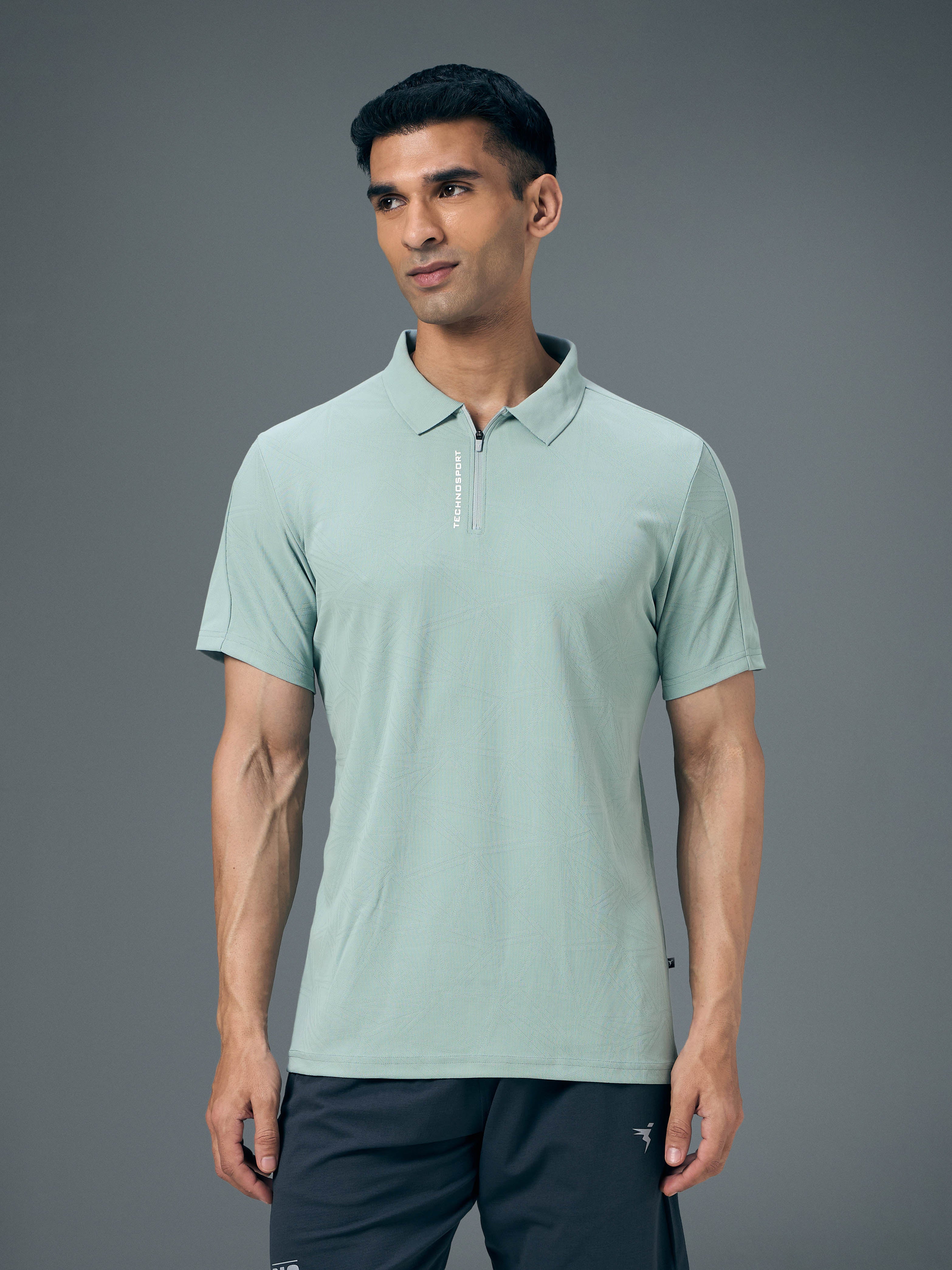 Men Jacquard Slim Fit Polo Sports T-shirt with MATPIQ - Image 2