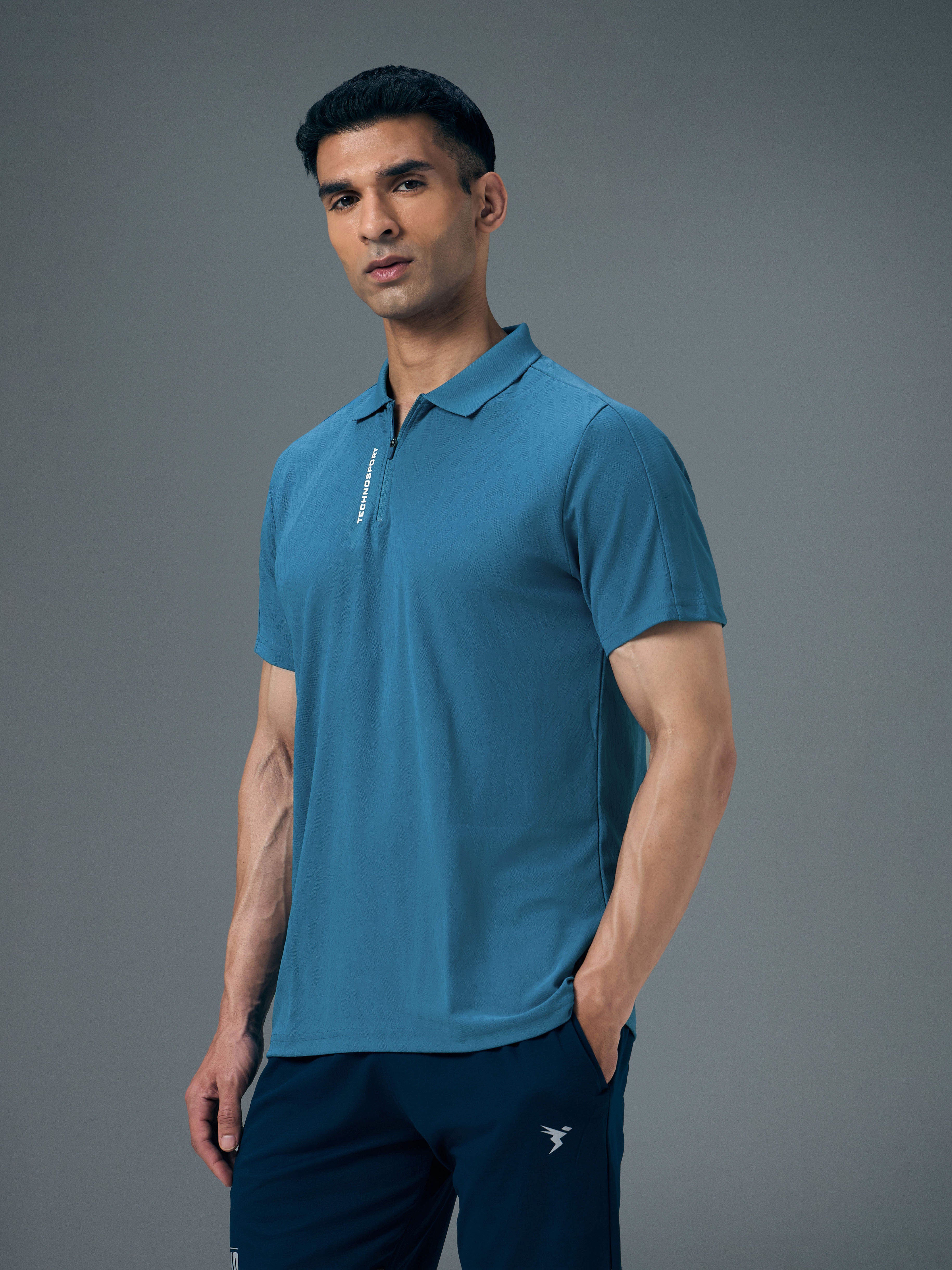 Men Jacquard Slim Fit Polo Sports T-shirt with MATPIQ - Image 3