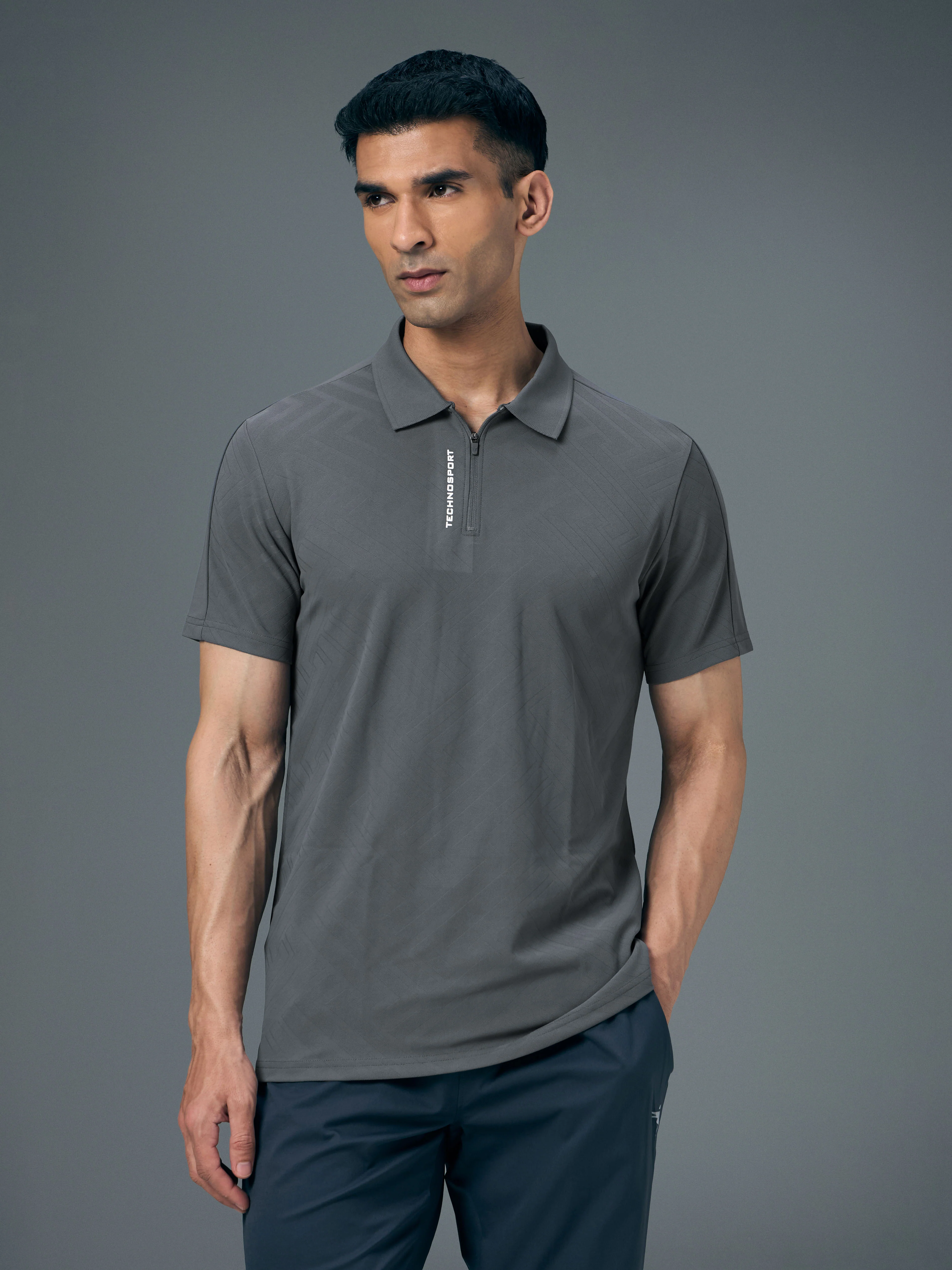 Men Jacquard Slim Fit Polo Sports T-shirt with MATPIQ - Image 2