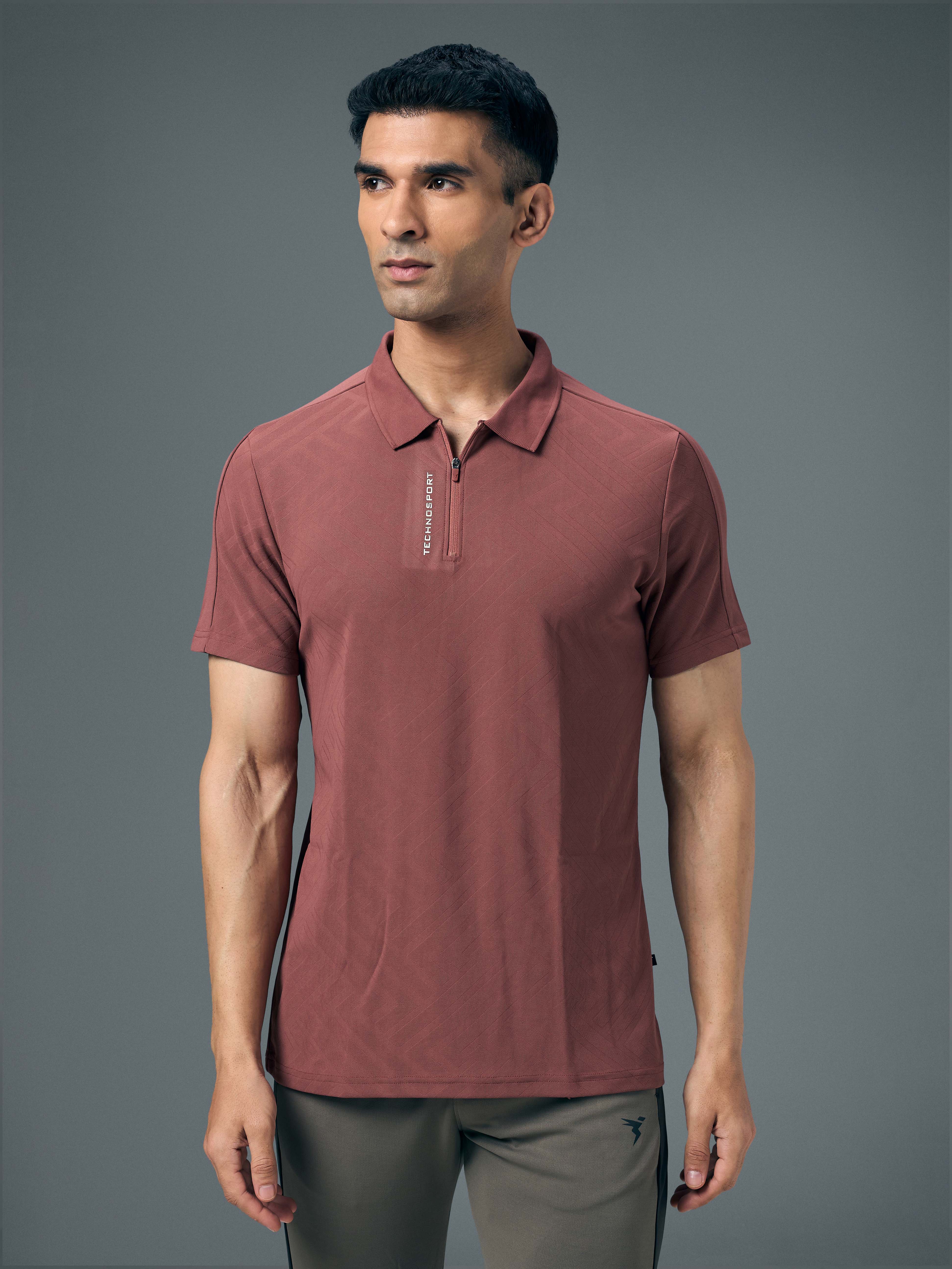 Men Jacquard Slim Fit Polo Sports T-shirt with MATPIQ - Image 2