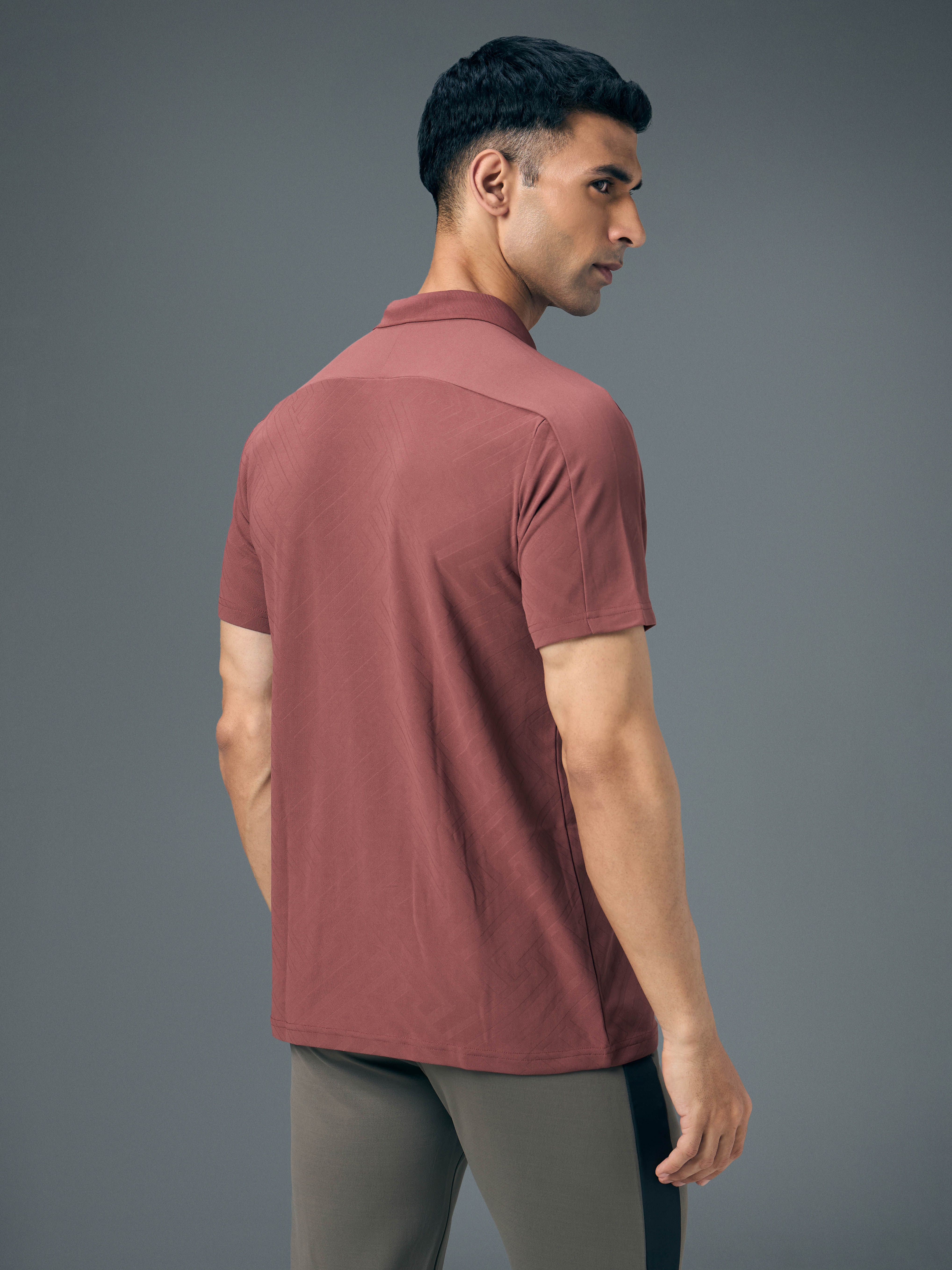 Men Jacquard Slim Fit Polo Sports T-shirt with MATPIQ - Image 3