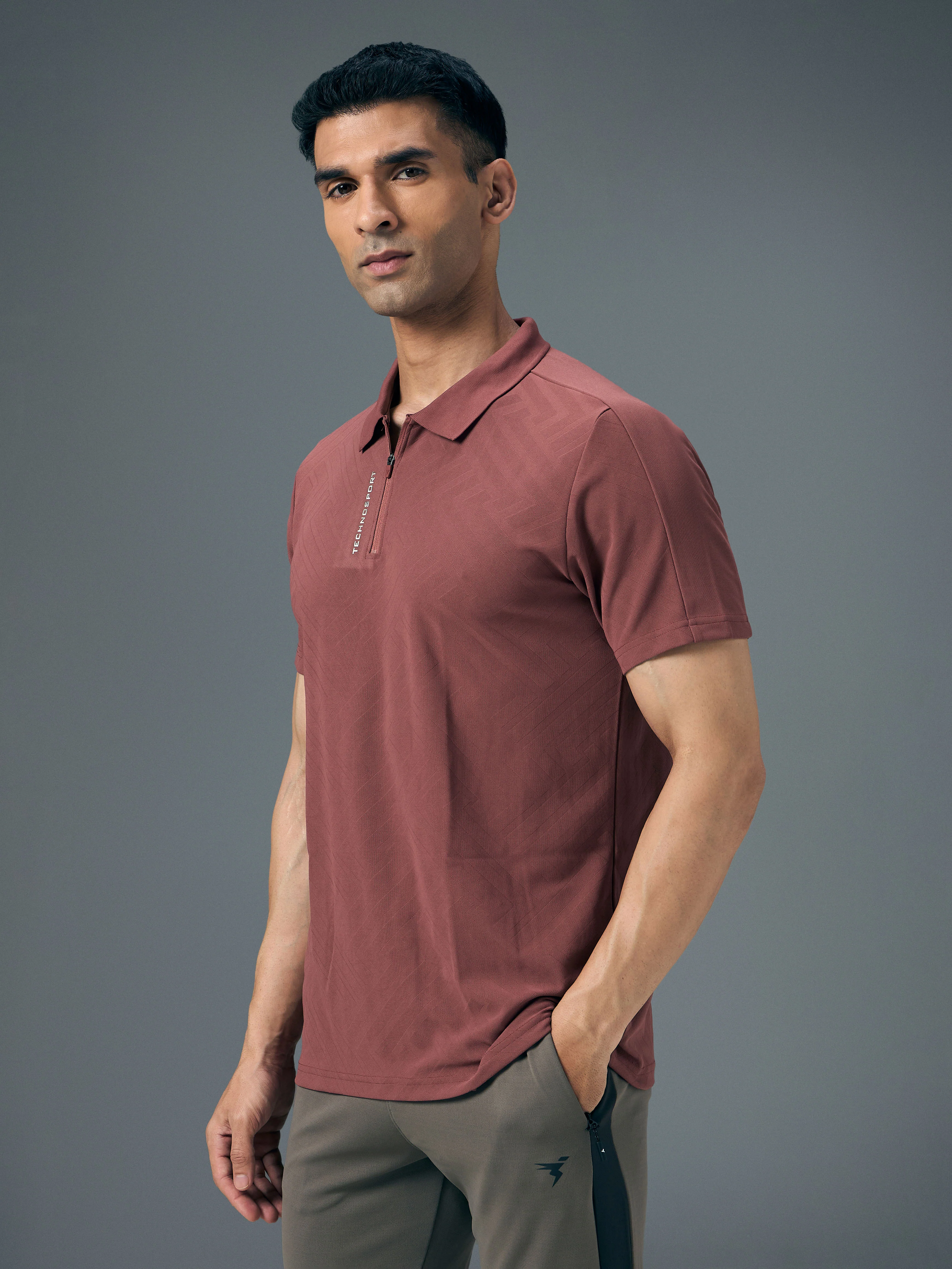 Men Jacquard Slim Fit Polo Sports T-shirt with MATPIQ - Image 4