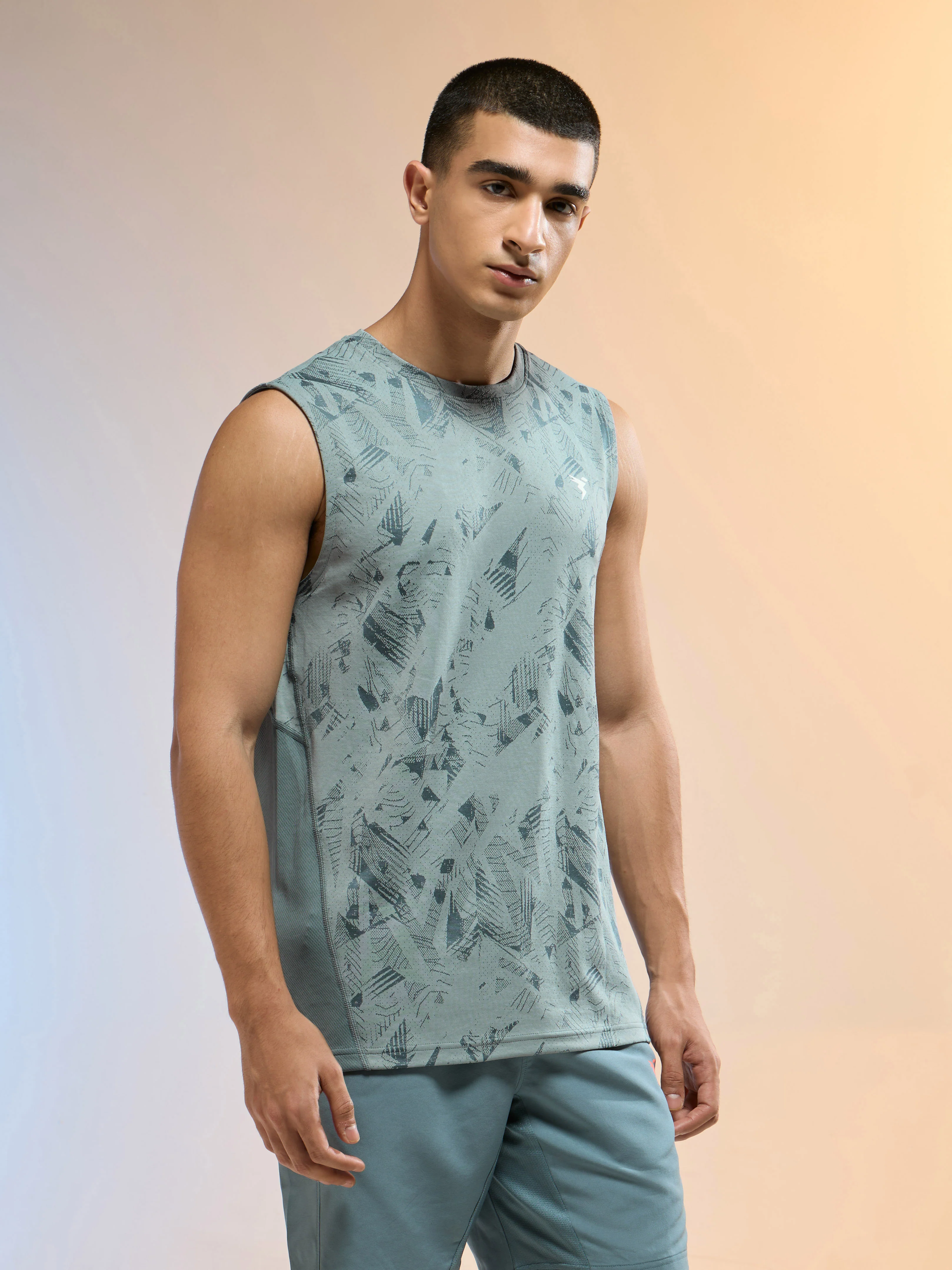 Men Jacquard Slim Fit Round Neck Sports Innerwear Vest with DOUBLE COOL - Image 3