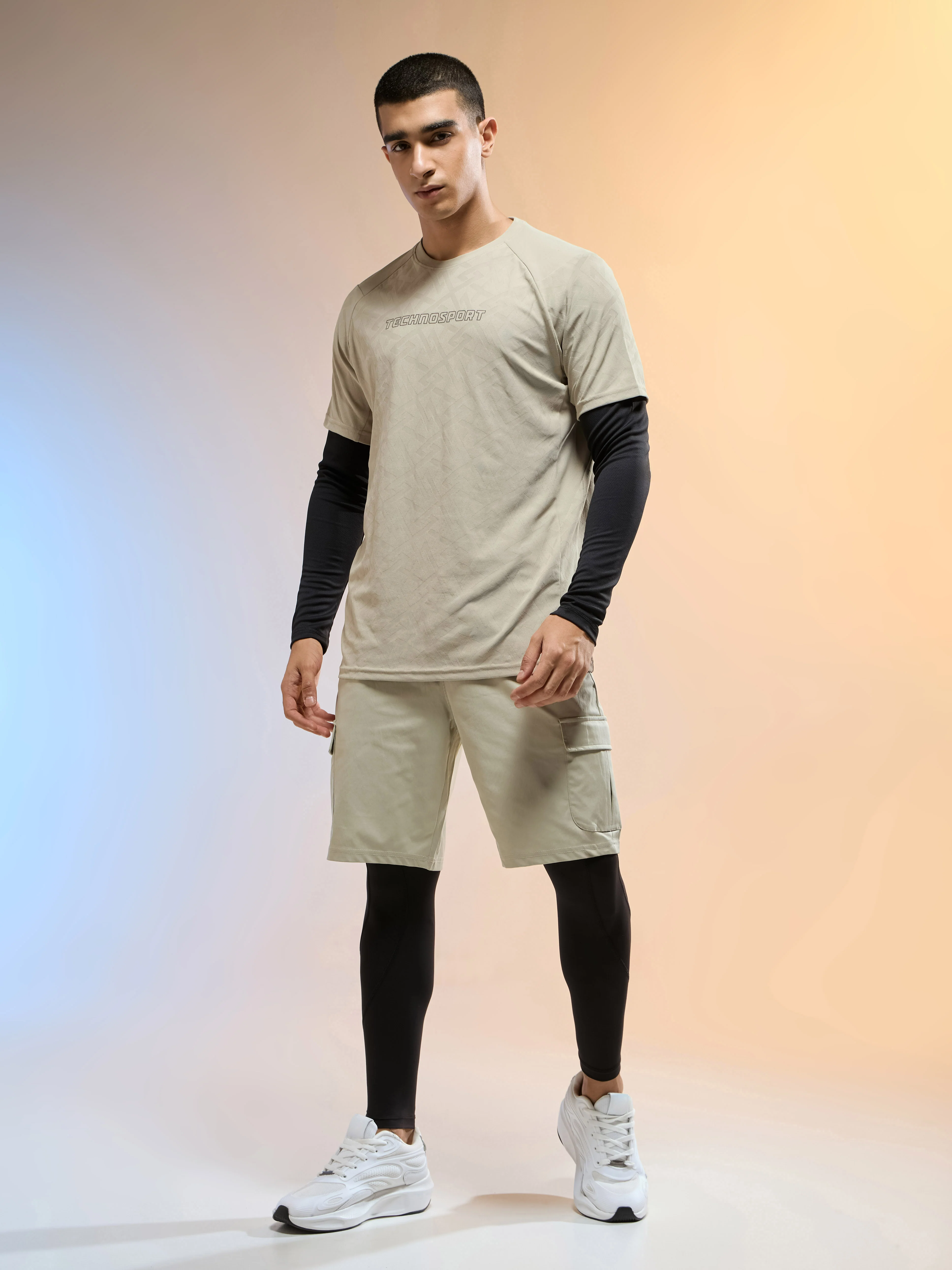 Men Jacquard Slim Fit Round Neck Sports T-shirt with MATPIQ - Image 5