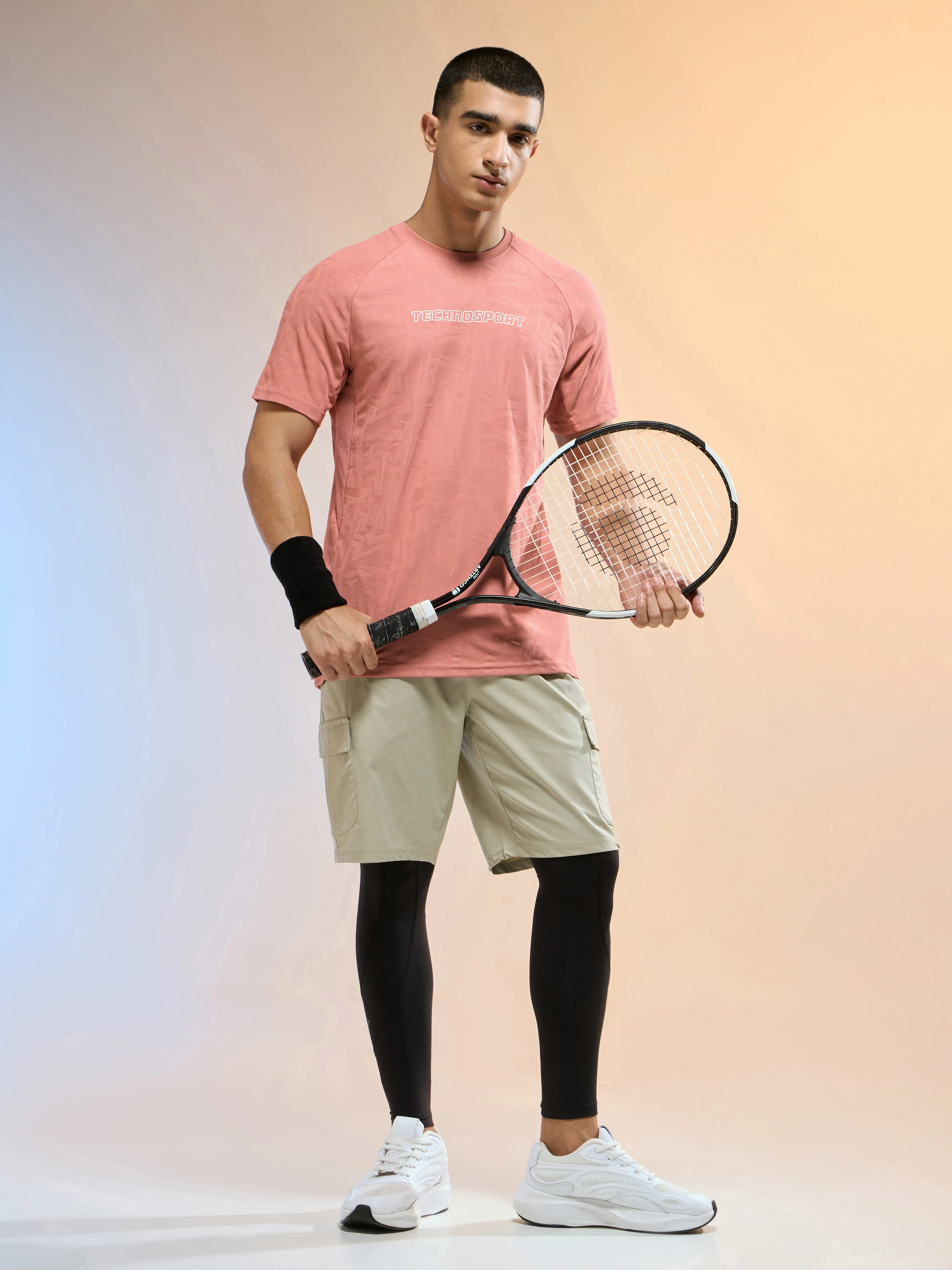 Men Jacquard Slim Fit Round Neck Sports T-shirt with MATPIQ - Image 5