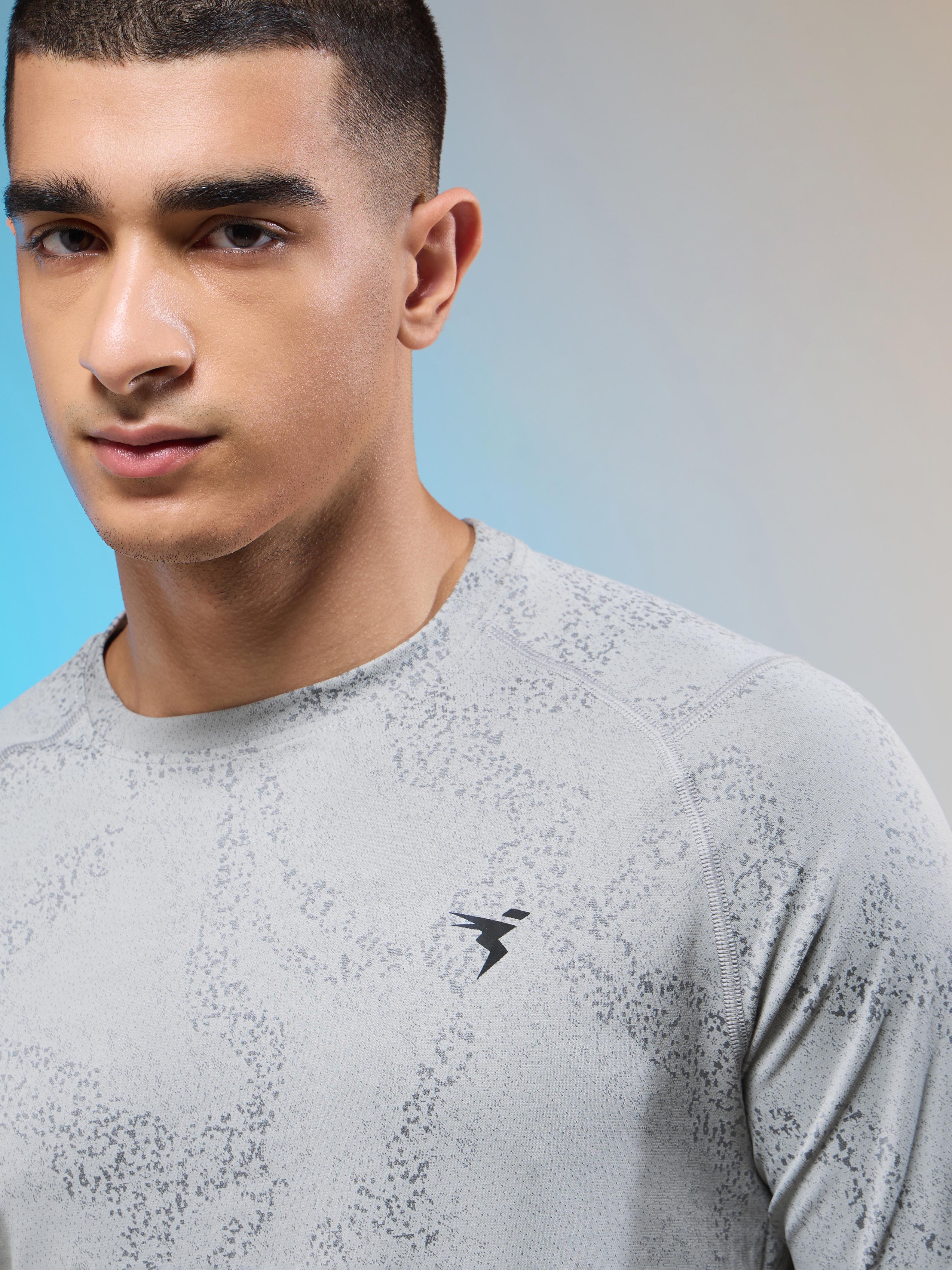 Men Jacquard Slim Fit Round Neck T-shirt with DOUBLE COOL - Image 6