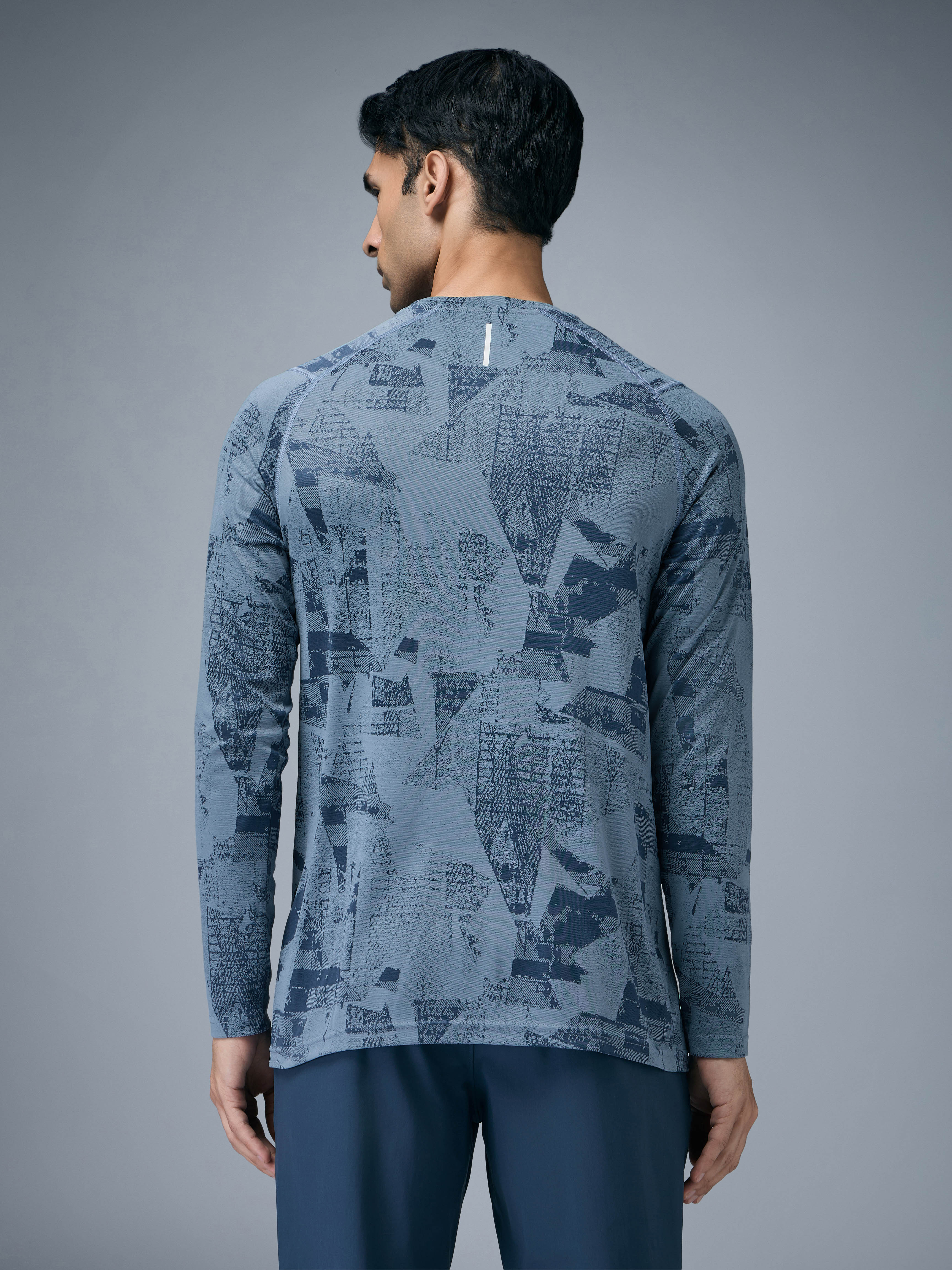 Men Jacquard Slim Fit Round Neck T-shirt with DOUBLE COOL - Image 2