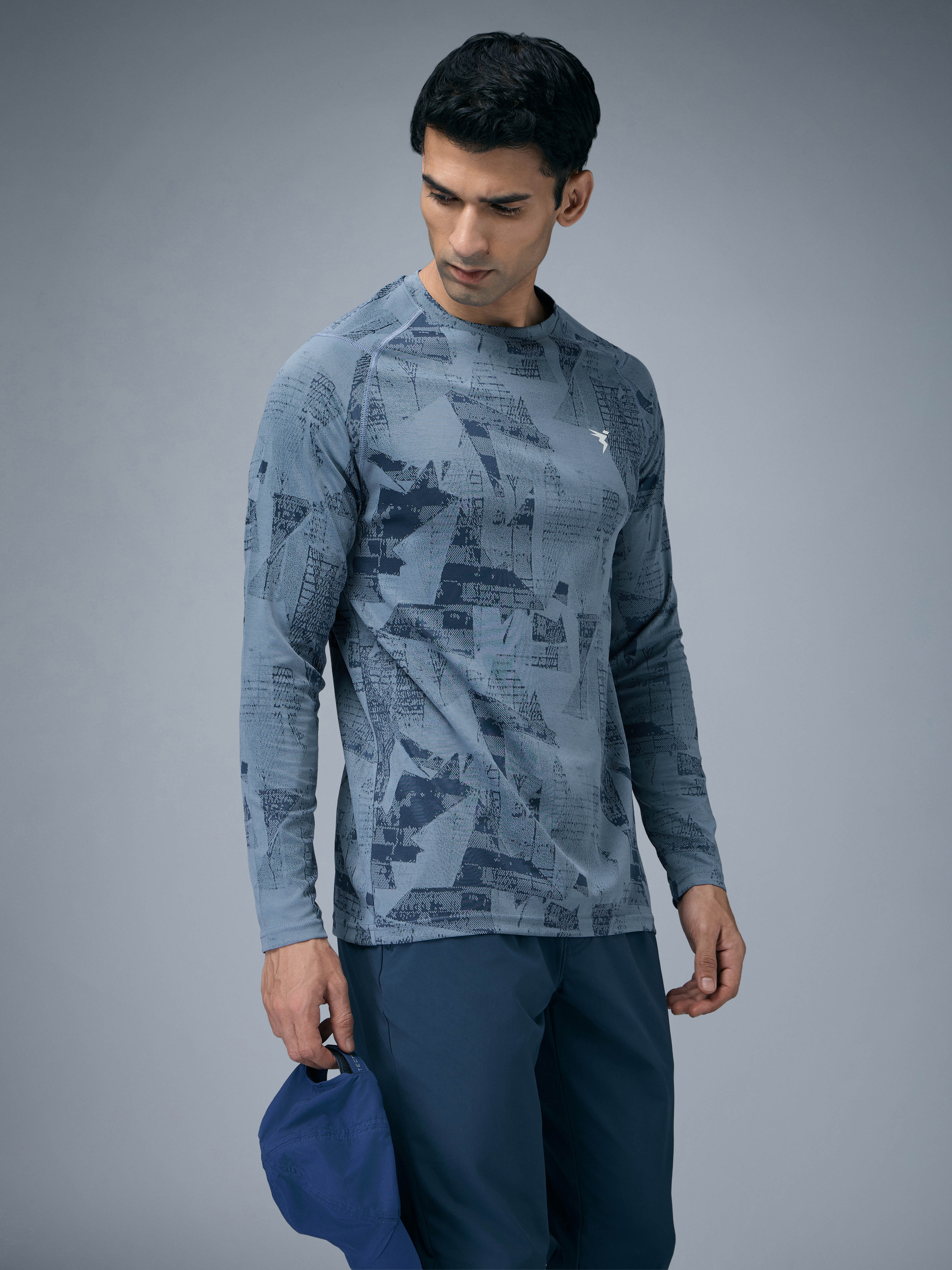 Men Jacquard Slim Fit Round Neck T-shirt with DOUBLE COOL - Image 3