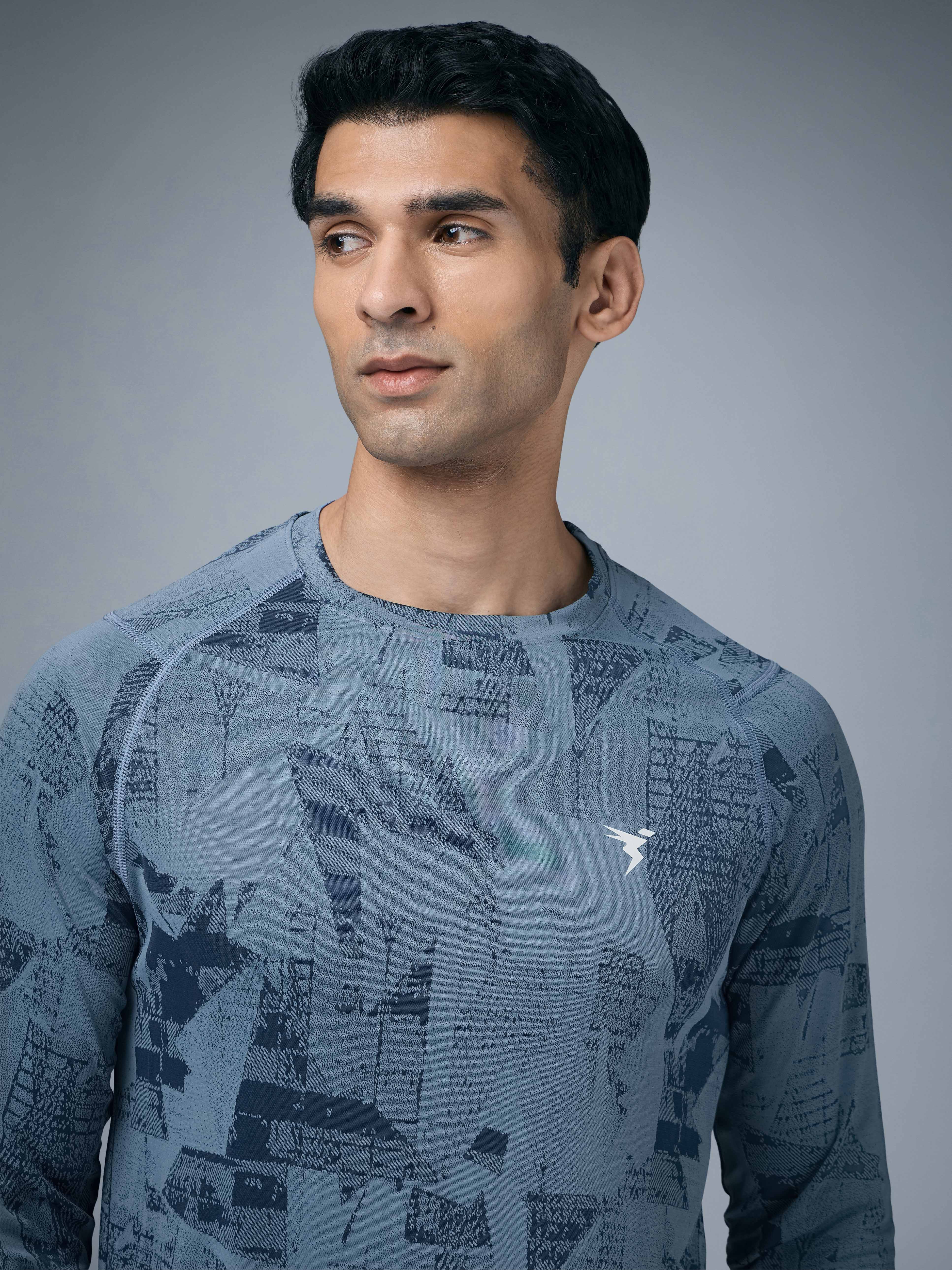 Men Jacquard Slim Fit Round Neck T-shirt with DOUBLE COOL - Image 5