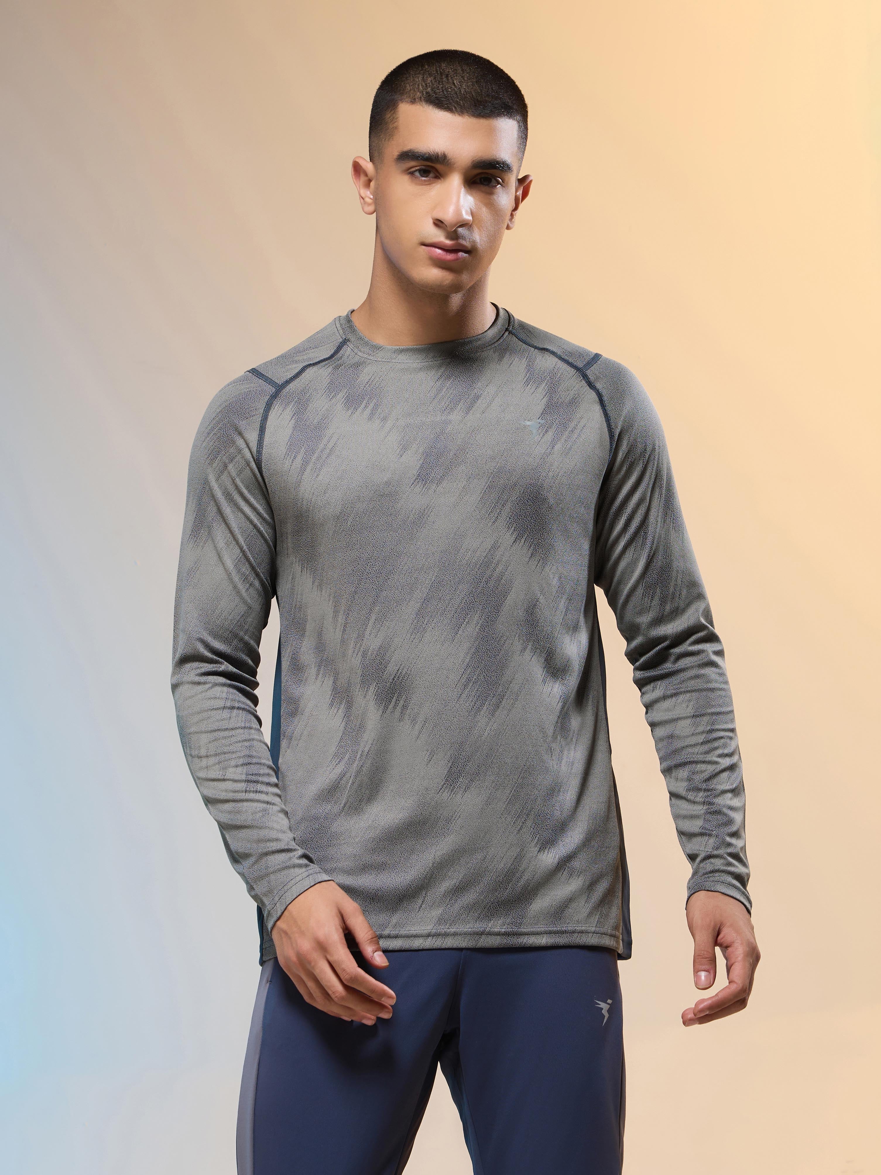 Men Jacquard Slim Fit Round Neck T-shirt with DOUBLE COOL - Image 2