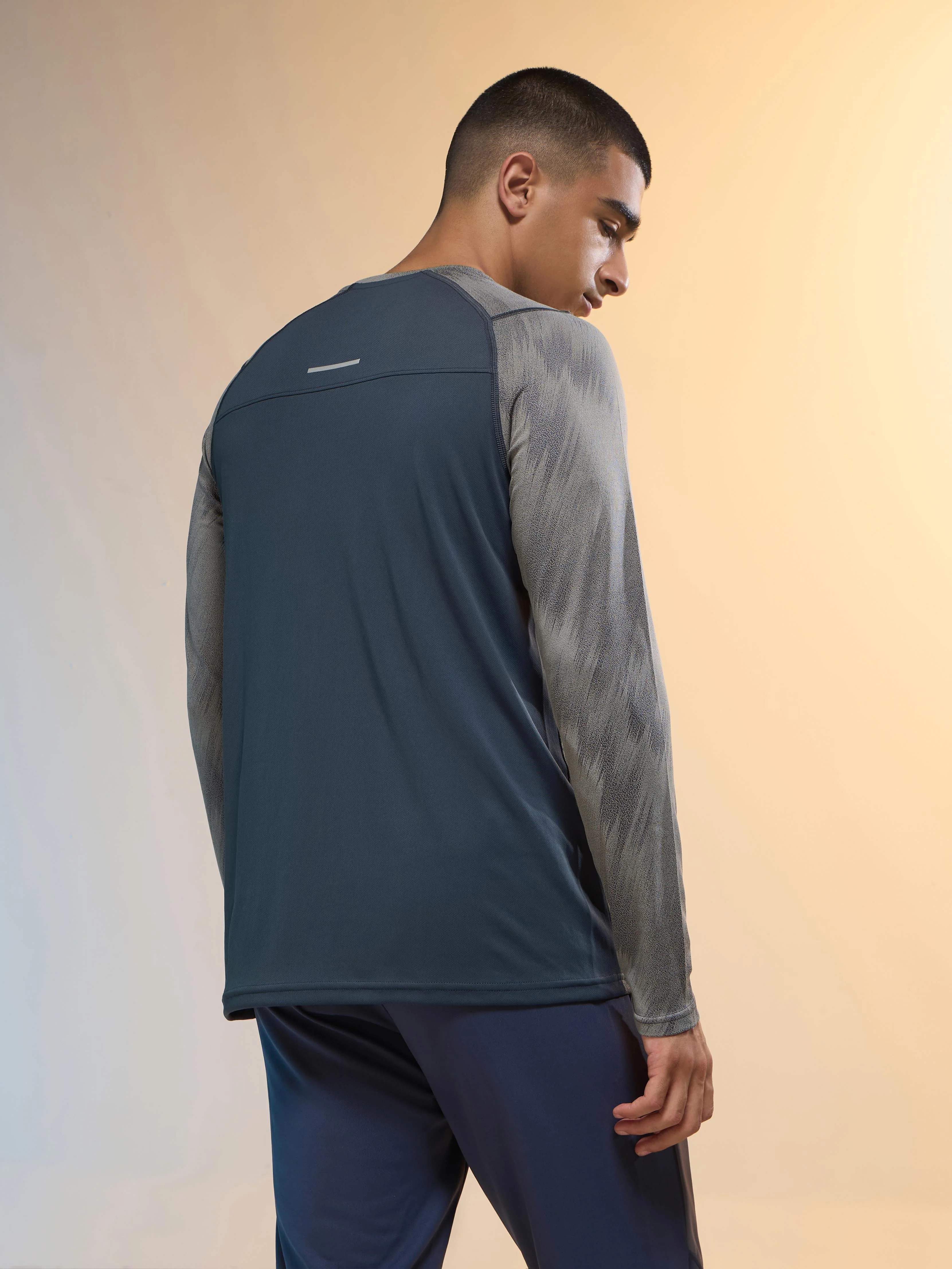 Men Jacquard Slim Fit Round Neck T-shirt with DOUBLE COOL - Image 3