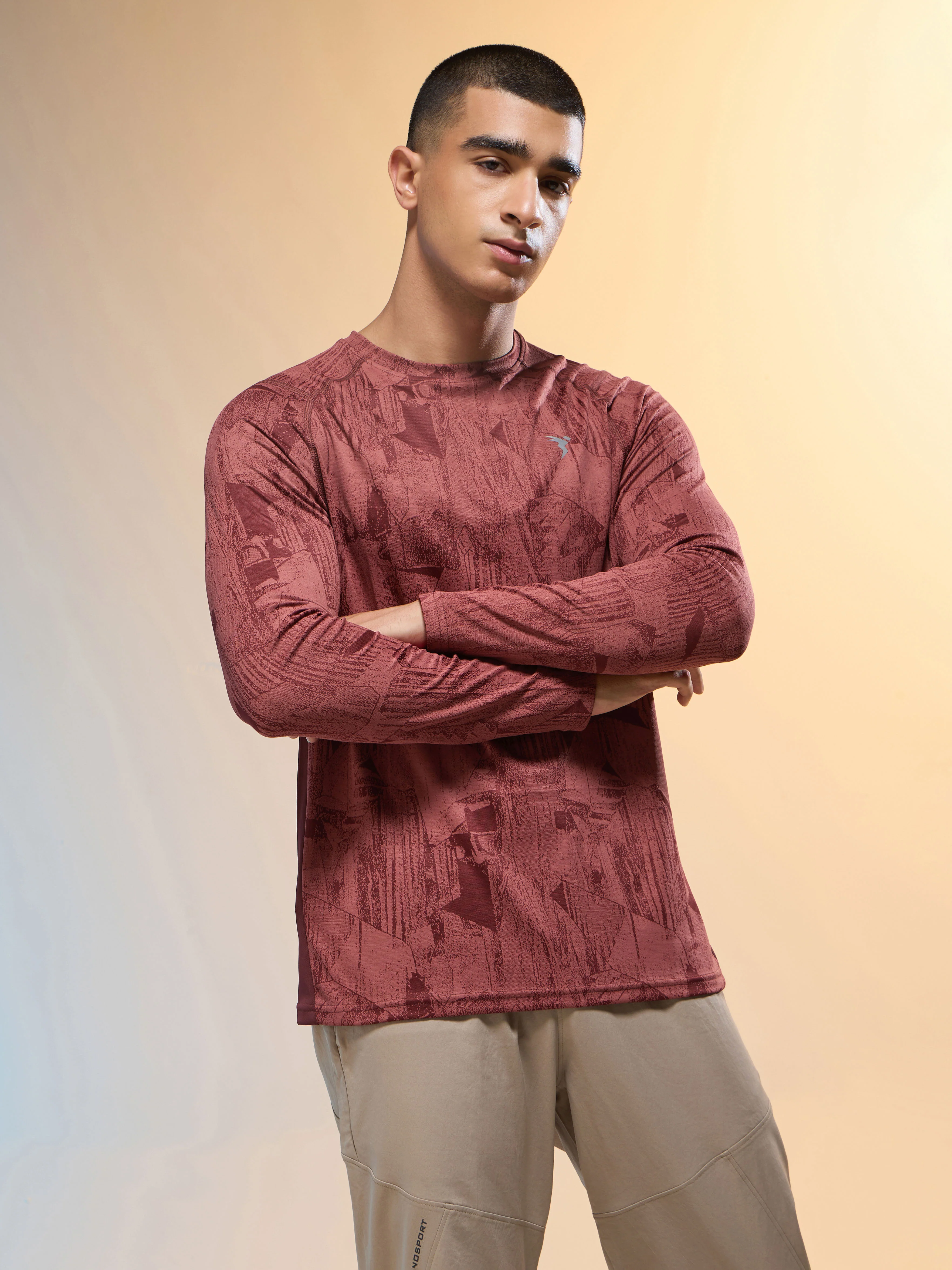Men Jacquard Slim Fit Round Neck T-shirt with DOUBLE COOL - Image 2