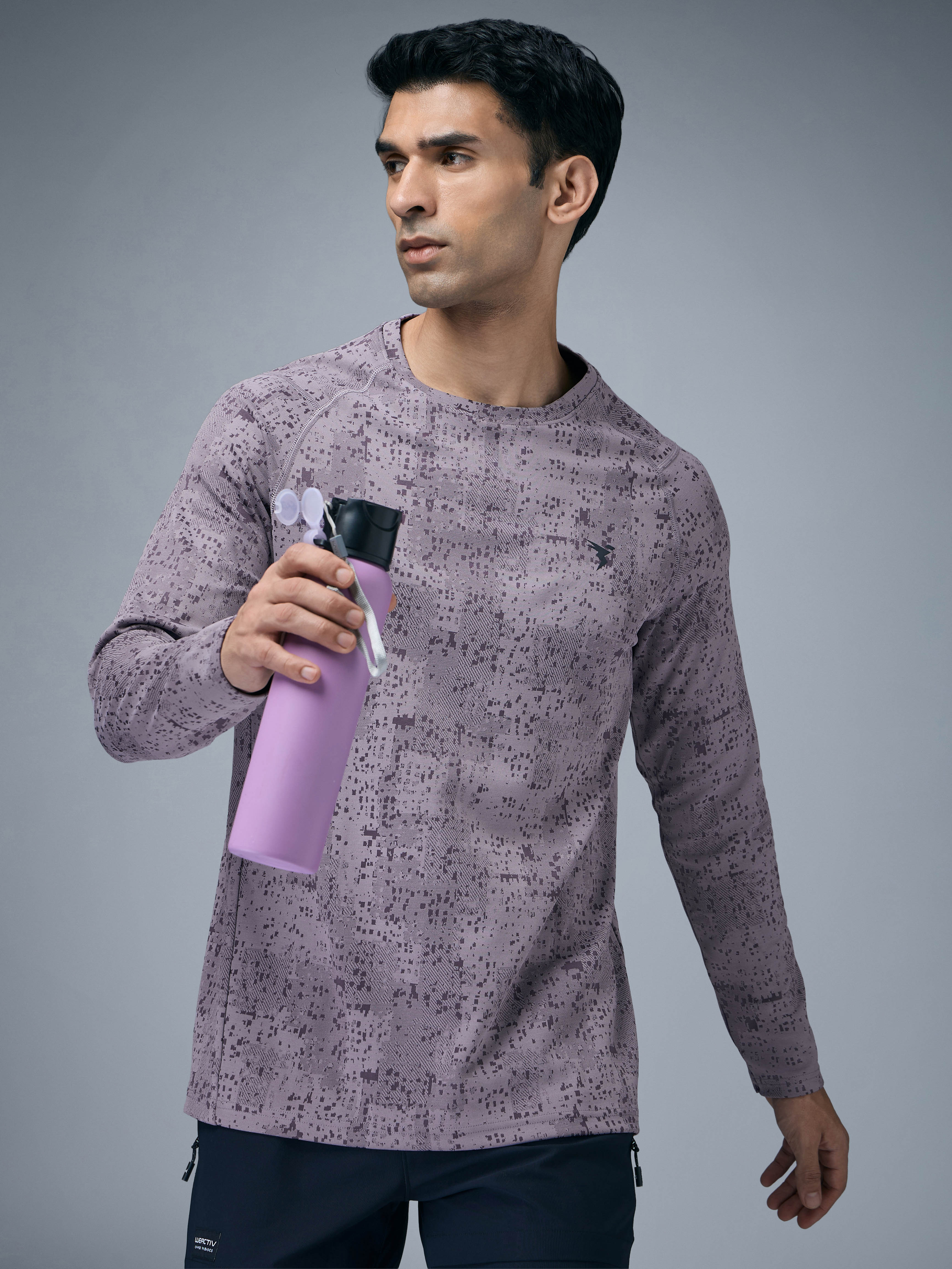 Men Jacquard Slim Fit Round Neck T-shirt with DOUBLE COOL