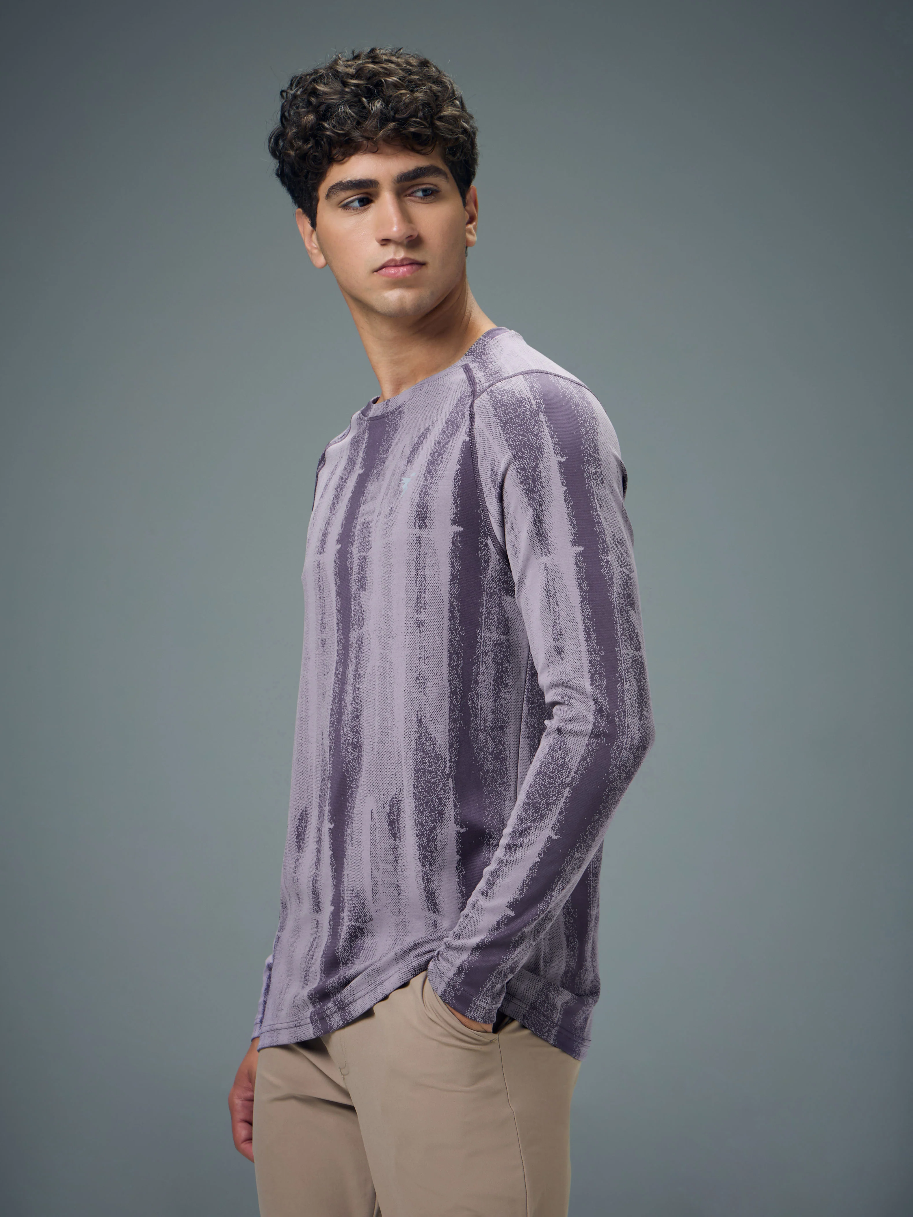 Men Jacquard Slim Fit Round Neck T-shirt with DOUBLE COOL - Image 4