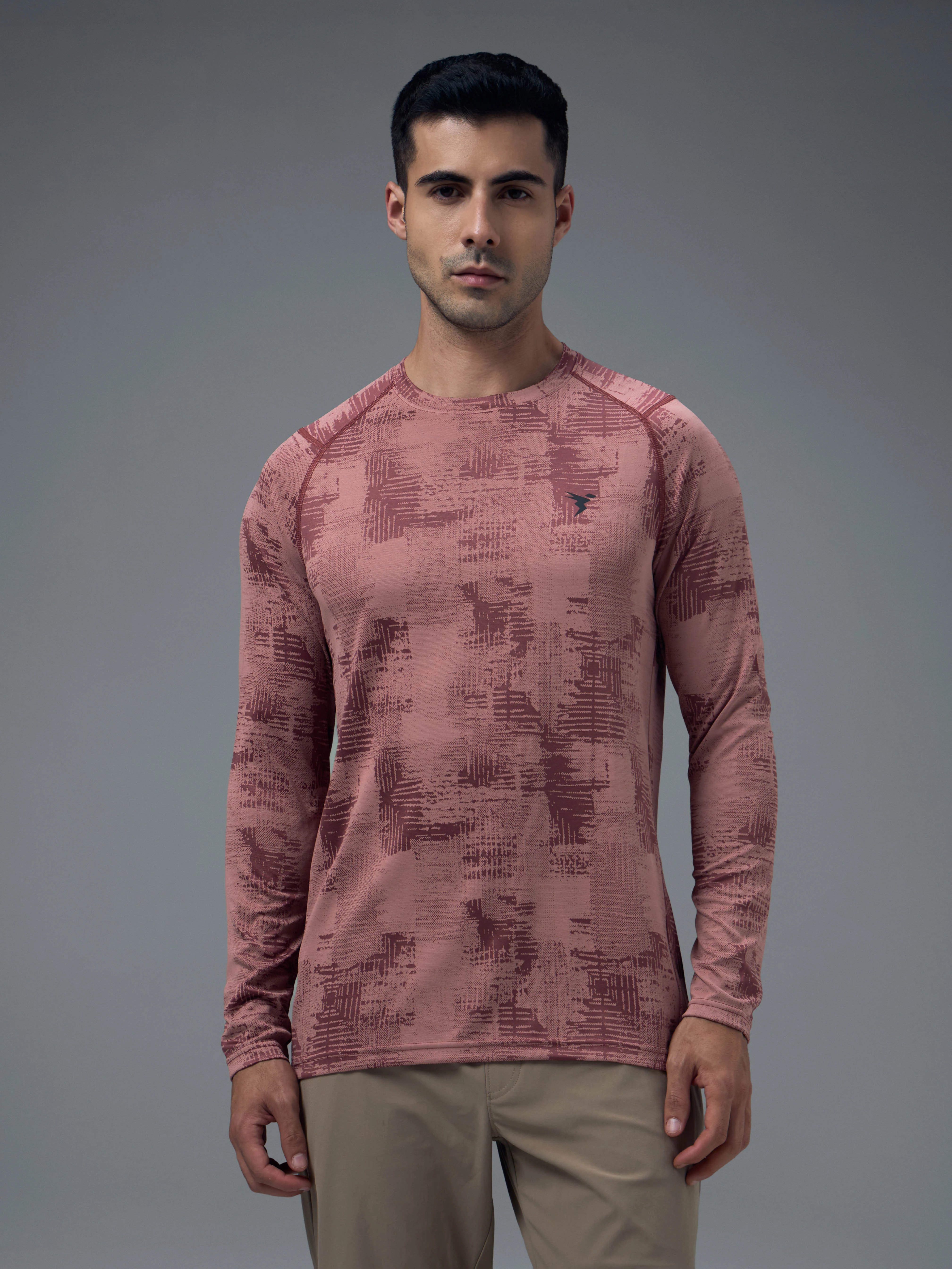 Men Jacquard Slim Fit Round Neck T-shirt with DOUBLE COOL - Image 2