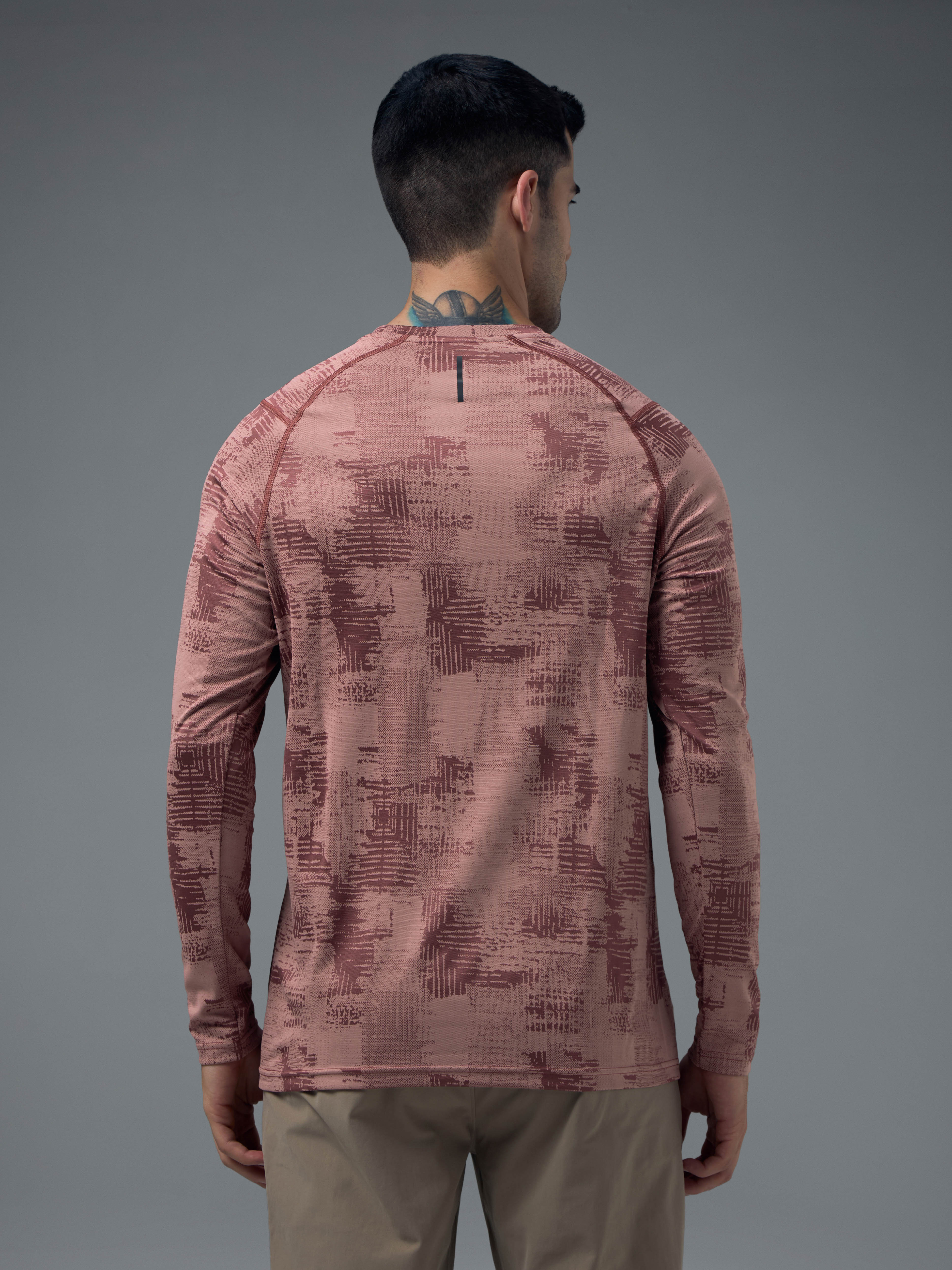 Men Jacquard Slim Fit Round Neck T-shirt with DOUBLE COOL - Image 3