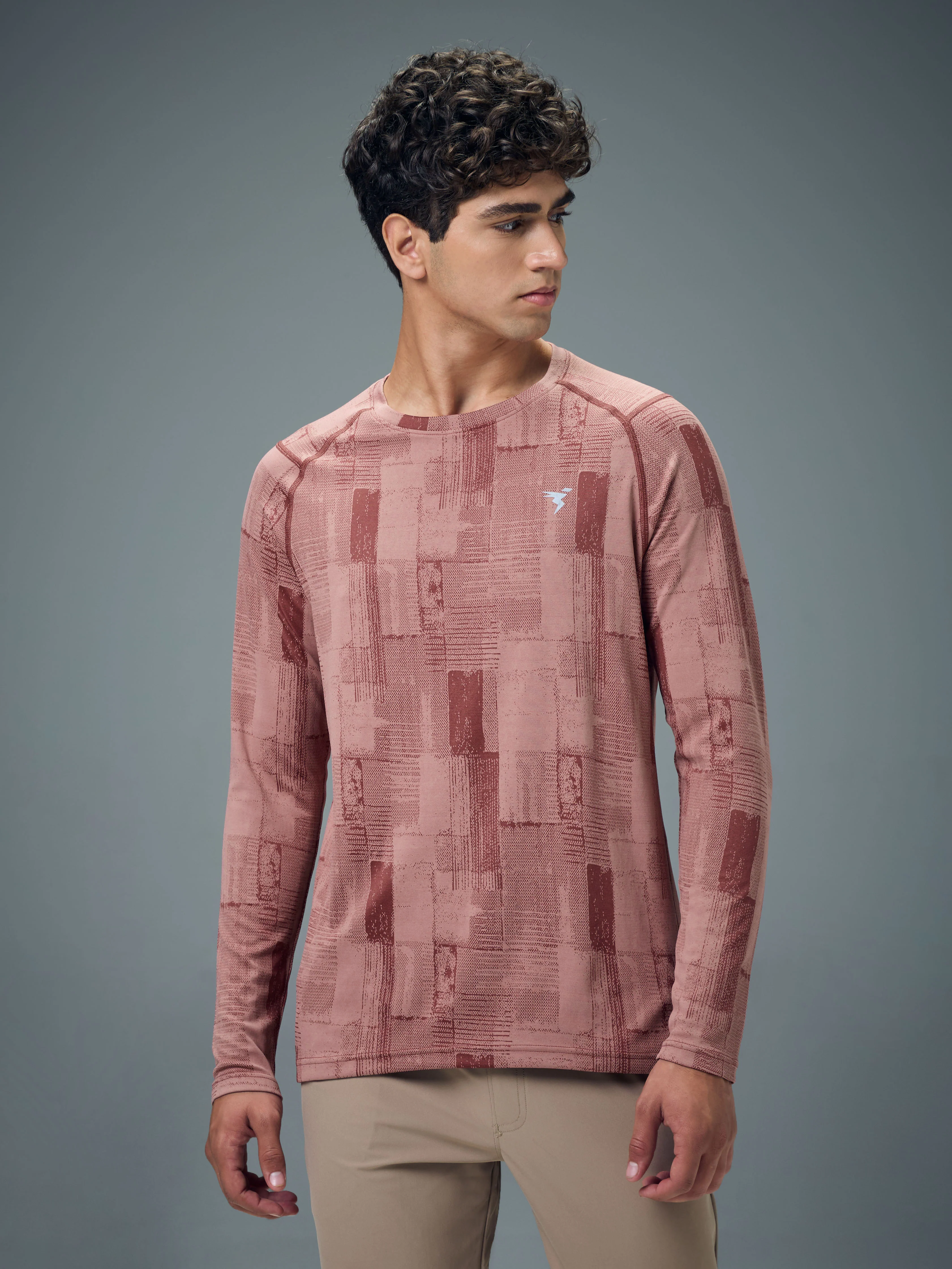 Men Jacquard Slim Fit Round Neck T-shirt with DOUBLE COOL - Image 2