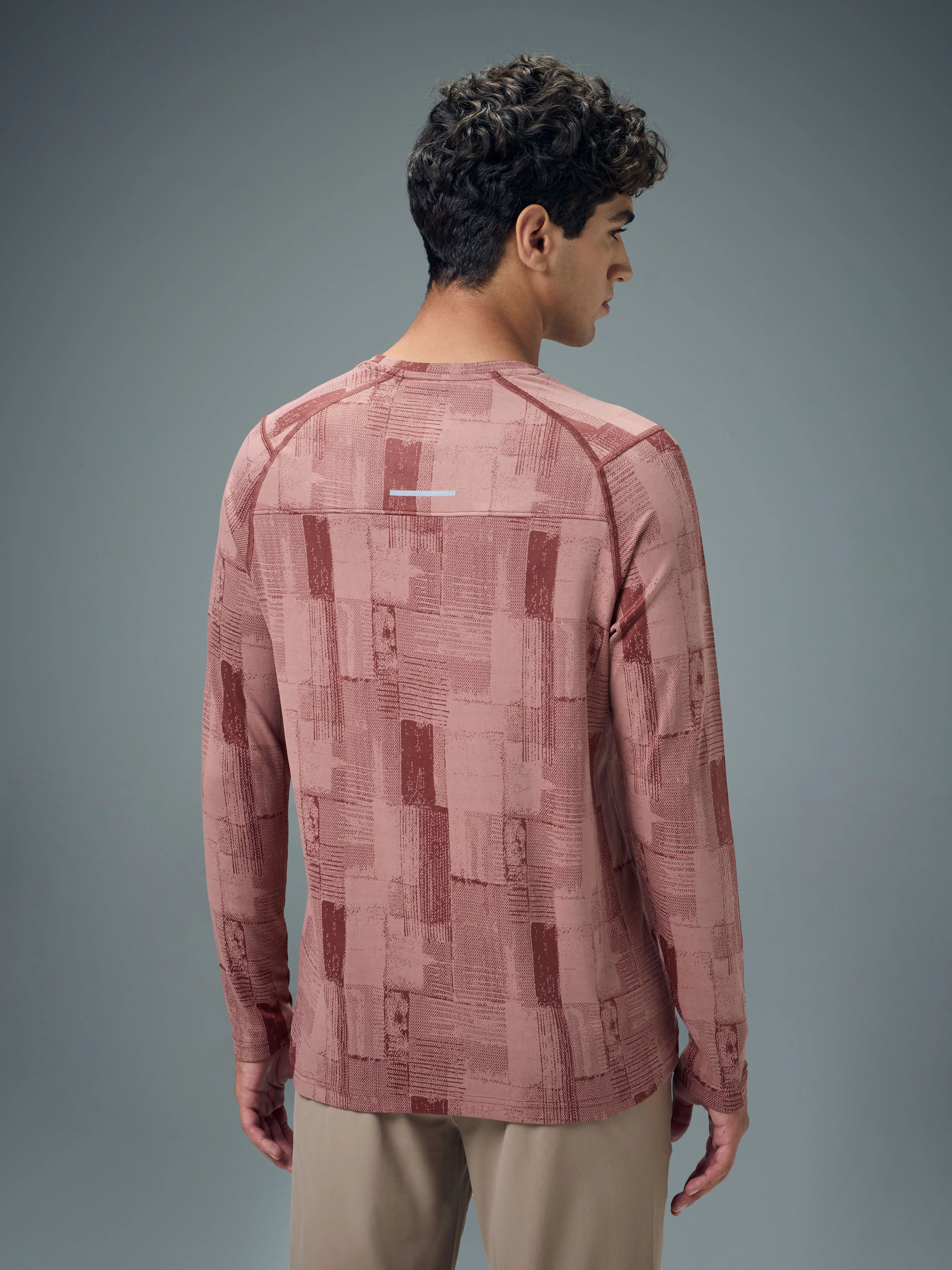 Men Jacquard Slim Fit Round Neck T-shirt with DOUBLE COOL - Image 3