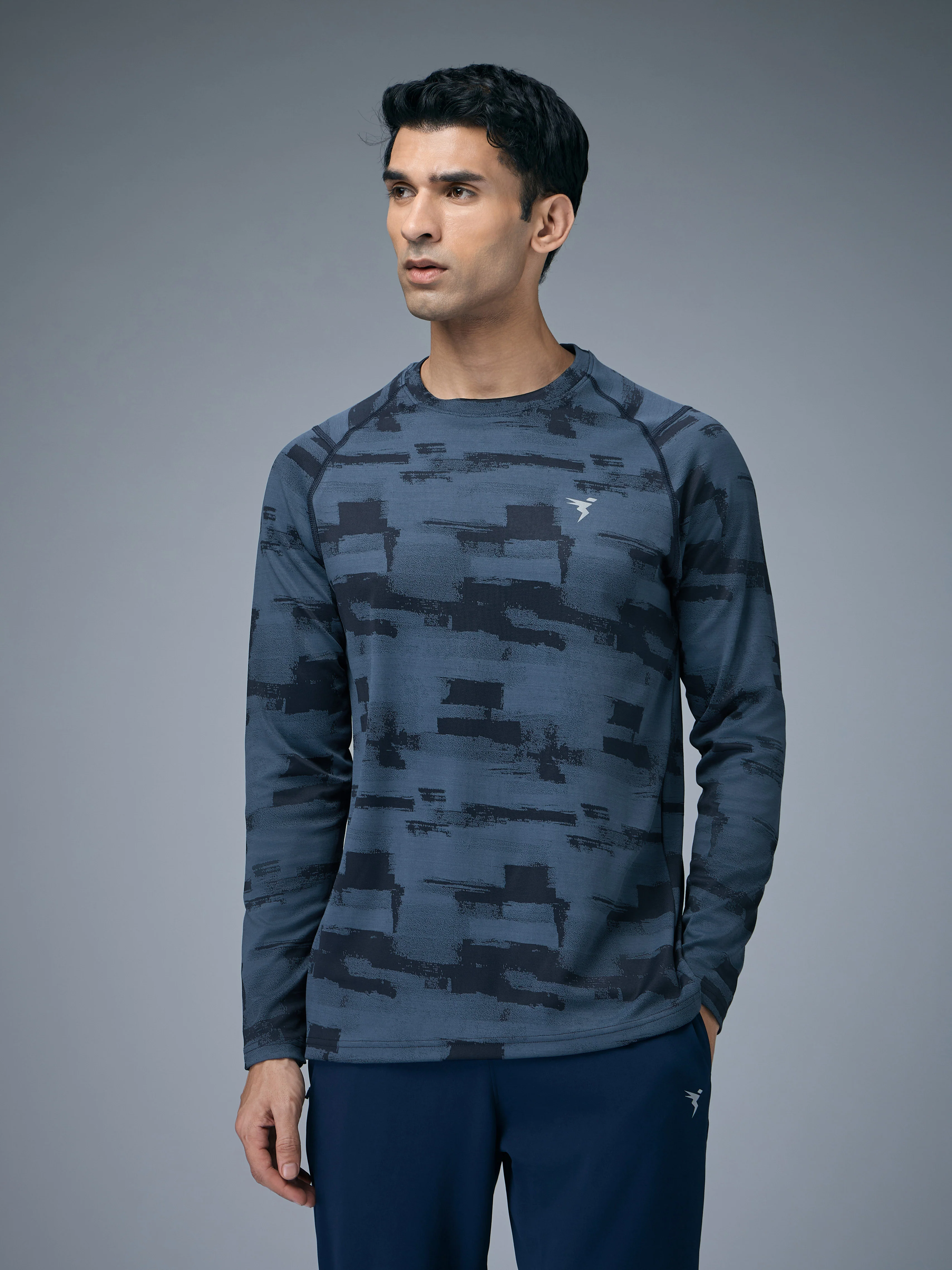 Men Jacquard Slim Fit Round Neck T-shirt with DOUBLE COOL - Image 2