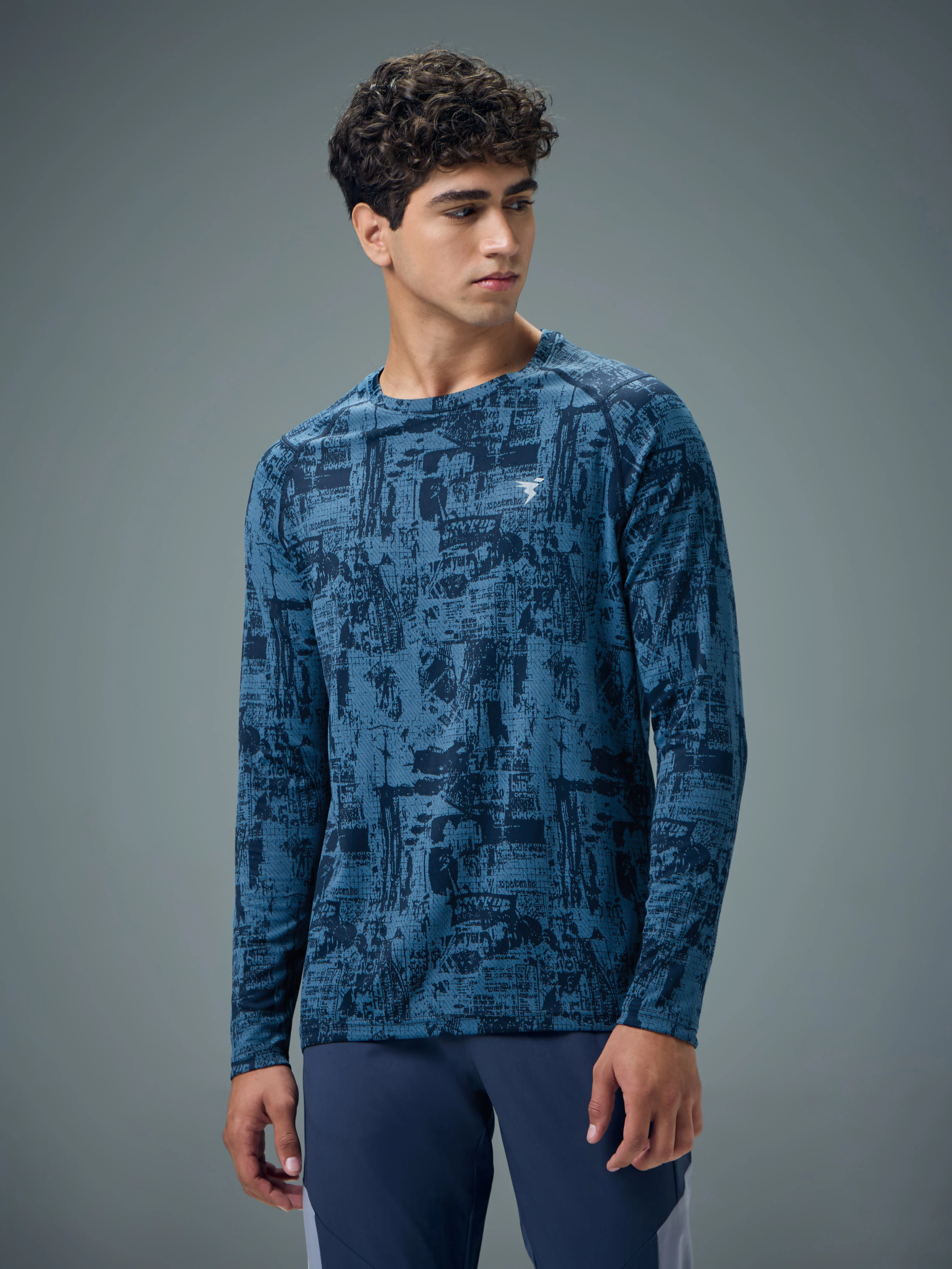 Men Jacquard Slim Fit Round Neck T-shirt with DOUBLE COOL - Image 2