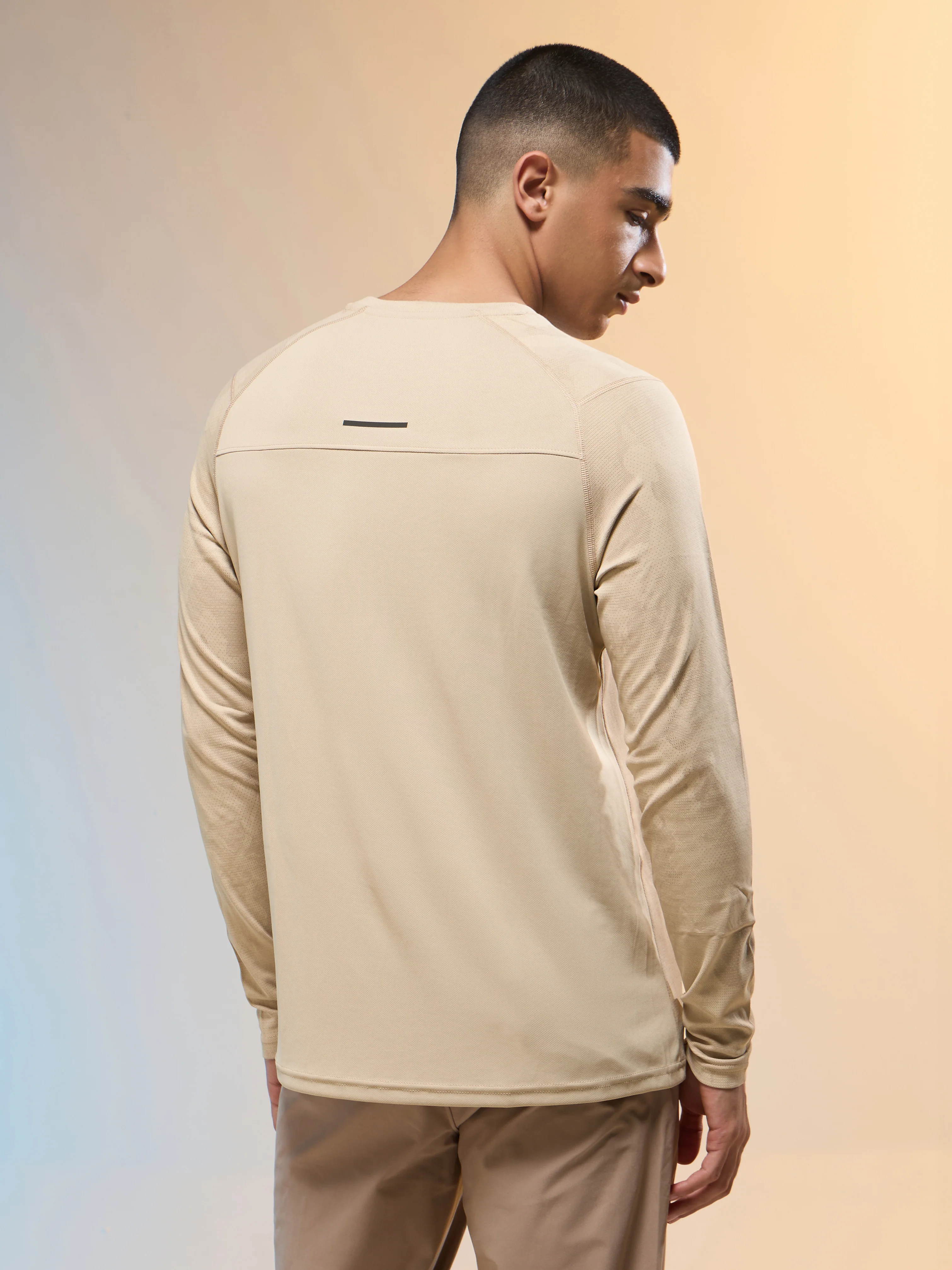 Men Jacquard Slim Fit Round Neck T-shirt with DOUBLE COOL - Image 3