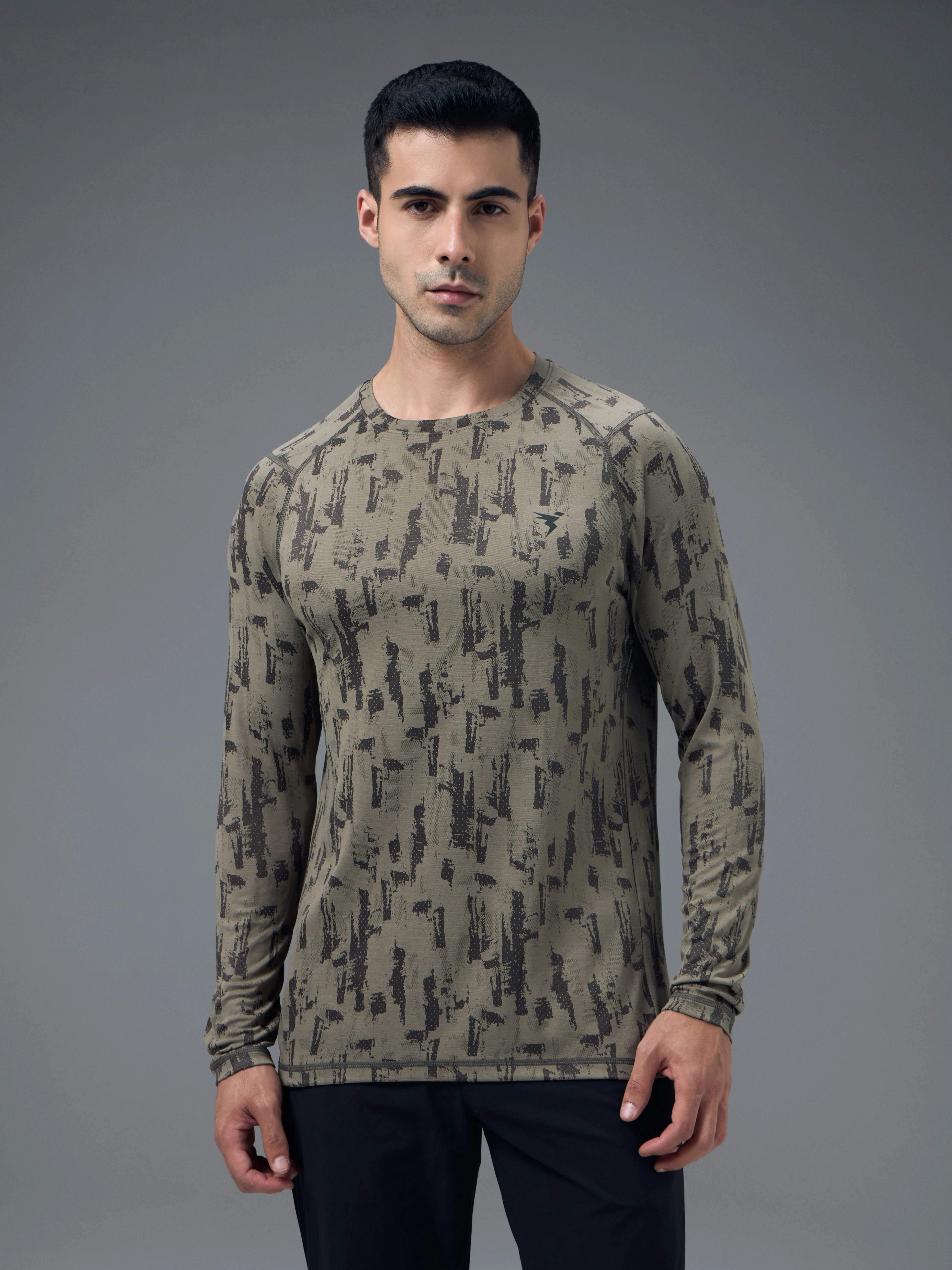 Men Jacquard Slim Fit Round Neck T-shirt with DOUBLE COOL - Image 2