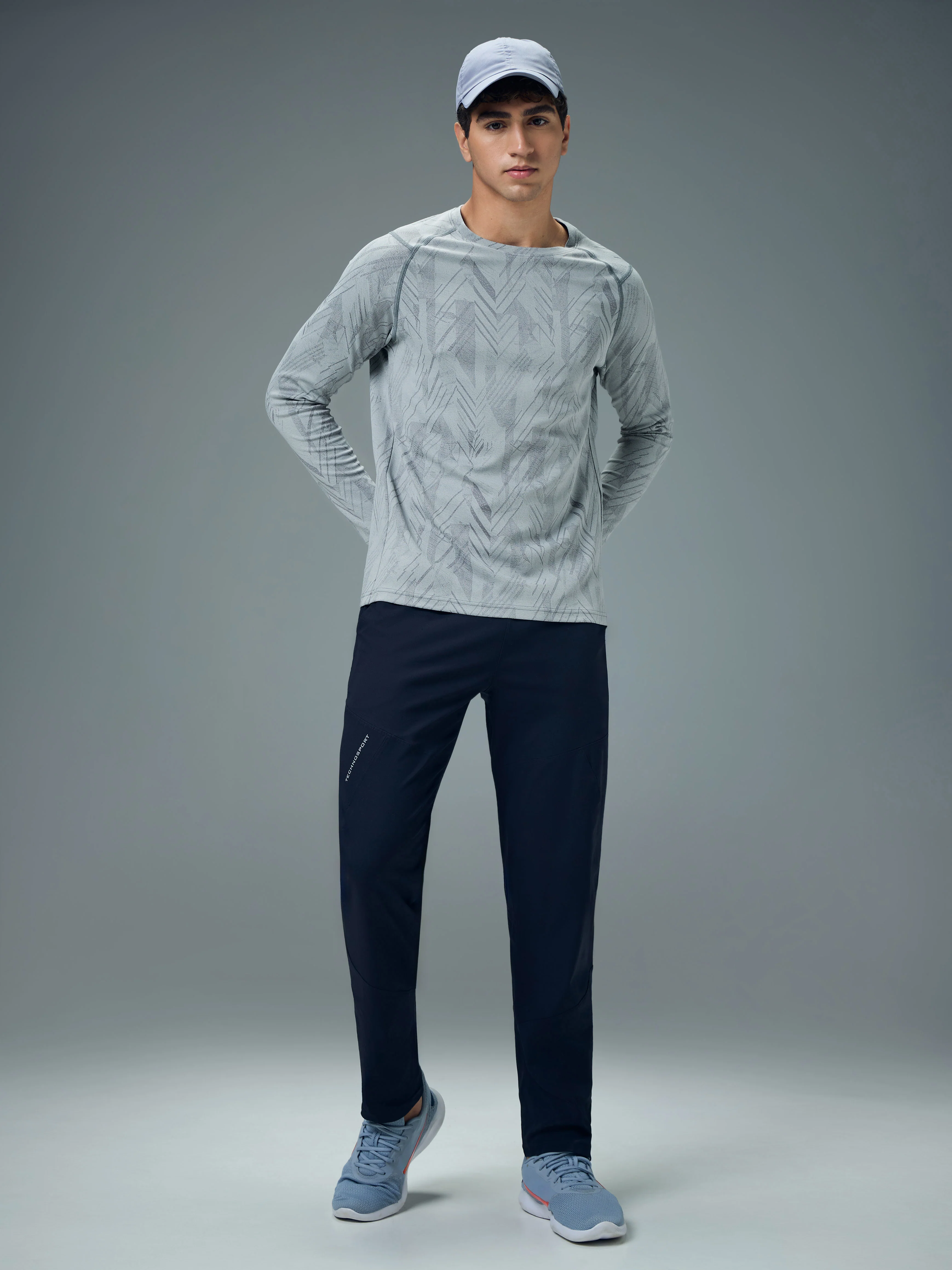 Men Jacquard Slim Fit Round Neck T-shirt with DOUBLE COOL - Image 5