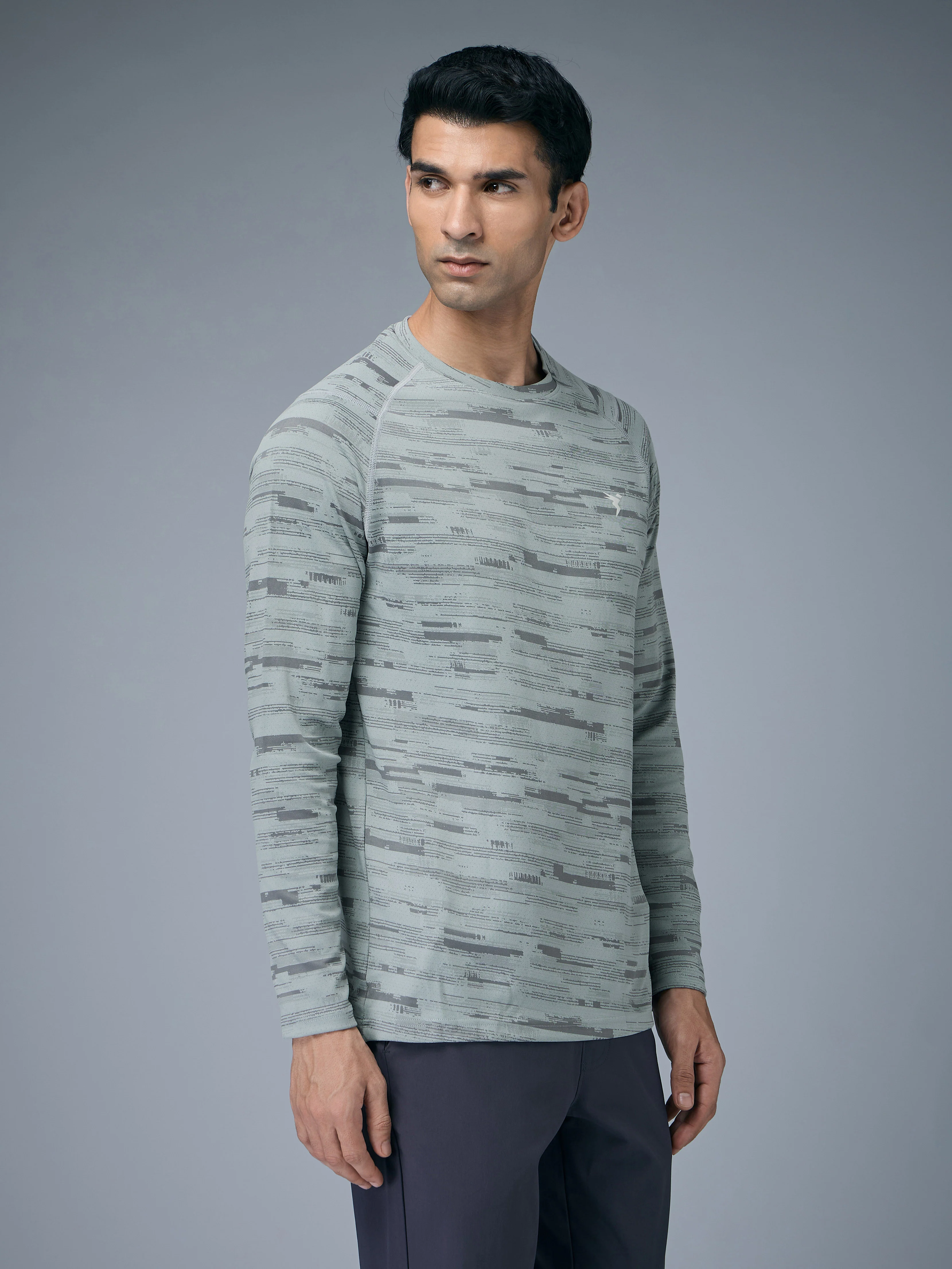 Men Jacquard Slim Fit Round Neck T-shirt with DOUBLE COOL - Image 4